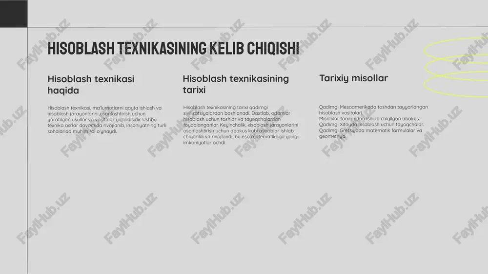 a sabab bo'ladi. 1. 2. 3. zamonaviy hisoblash texnikasi zamonaviy hisoblash texnikasining asosiy turlari: kompyuterlar, mobil qurilmalar, bulutli hisoblash. birlamchi ma'lumotlar hisoblash texnikasining joriy holati yuqori tezlikda, rivojlanish istiqbollari esa sun'iy intellekt va tarmoq texnologiyalarida. tahlil zamonaviy hisoblash texnikasiga misollar: smartfonlar, noutbuklar, serverlar, bulutli platformalar (masalan, aws), iot qurilmalari. misollar hisoblash texnikasi iqtisodiyotda samaradorlik va tezlikni oshiradi. bu resurslarni yanada oqilona ishlatishga va tezkor qaror qabul qilish jarayonlariga yordam beradi. texnologik qiyinchiliklar va hisoblash tizimlarining murakkabligi iqtisodiy jarayonlarni sekinlashtirishi mumkin. ba'zan bu tizimlar yuqori xarajatlar va murakkab ish jarayonlarini keltirib chiqaradi. yangi texnologiyalar va innovatsiyalar iqtisodiyotda katta imkoniyatlar yaratadi. masalan, sun'iy intellekt va katta ma'lumotlar iqtisodiy samaradorlikni oshirishi mumkin. kiberxavfsizlik muammolari hisoblash tizimlariga tahdid solishi mumkin. bunday tahdidlar iqtisodiy barqarorlikni xavf ostiga qo'yib, katta moliyaviy yo'qotishlarga olib kelishi mumkin. hisoblash texnikasi resurslarni samarali taqsimlashga imkon beradi. murakkab tizimlar texnologik qiyinchiliklarni keltirib chiqaradi. innovatsiyalar yangi bozorlarda raqobatbardoshlikni oshiradi. kiberhujumlar iqtisodiy yo'qotishlarga …