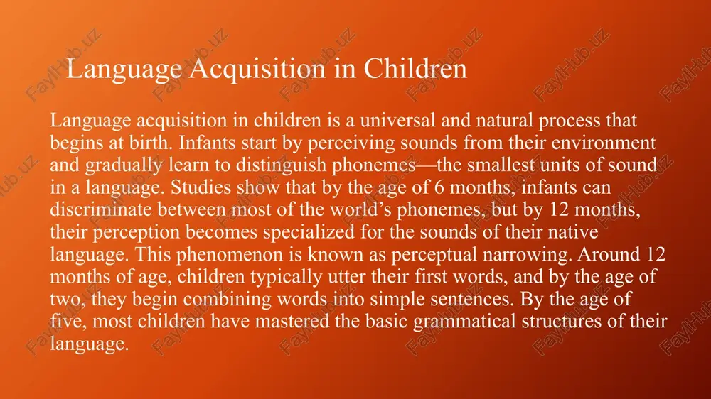 regivers provide linguistic scaffolding through interaction, repetition, and feedback. vygotsky highlighted the role of social context and the “zone of proximal development,” where children learn language through guided participation and dialogue with adults. language and the brain: broca’s and wernicke’s areas the human brain plays a central role in language processing. two critical areas are broca’s area and wernicke’s area, both located in the left hemisphere for most individuals. broca’s area, located in the frontal lobe, is responsible for speech production, grammatical structuring, and articulation. damage to this region results in broca’s aphasia, characterized by slow, effortful speech and difficulty forming grammatically correct sentences, though comprehension remains relatively preserved. wernicke’s area, situated in the temporal lobe, is essential for speech comprehension. injury to this area leads to wernicke’s aphasia, in which speech remains fluent but nonsensical, and comprehension is severely impaired. dyslexia, on the other hand, is a developmental reading …