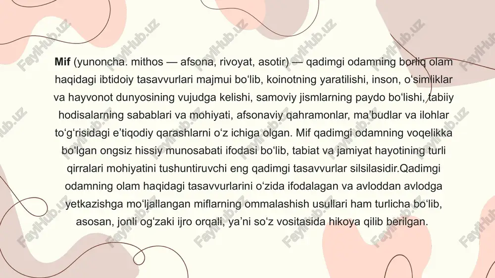 mifologiyasi xitoy mifologiyasining dastlabki zamonaviy tadqiqotlarida paydo boʻlgan umumiy fikr, xitoy madaniyati boshqa madaniyatlardan farqli o'laroq, juda past va samarasiz mifologiyaga ega edi. buning eng katta isboti qadimgi xitoy yozuvlarida uchraydigan xitoy miflariga parcha-parcha havolalar edi. garchi keyingi davrlarda olib borilgan turli tadqiqotlar kosmologiya, din va falsafa asarlarda mifologiyadan ko‘ra ko‘proq joy egallaganligi va muhimroq ekanligi haqidagi xulosaga kelgan bo‘lsa-da, hatto dinning madaniyat mifologiyasisiz vujudga kelishi mumkin bo‘lsa ham, bu xitoy diniy tafakkurida mifologiya yo'q, ya'ni xitoy mifologiyasi mavjud emas yoki zaif degani emas. yapon mifologiyasi yapon mifologiyasi - bu yaponiya arxipelagidagi orollarda paydo boʻlgan anʼanaviy hikoyalar, xalq ertaklari va eʼtiqodlari toʻplami. shinto va buddist anʼanalari yapon mifologiyasining asosidir[1] .koreya, aynu va okinava miflari bilan ming yillik aloqa tarixi ham yapon mifologiyasining asosiy ta'siridir milodiy 712 va 720-yillarda tugallangan kojiki va nihon shoki yapon mifologiyasi va tarixdan oldingi ikkita eng koʻp havola qilingan va eng qadimgi manbalarga ega edi. sakkizinchi …