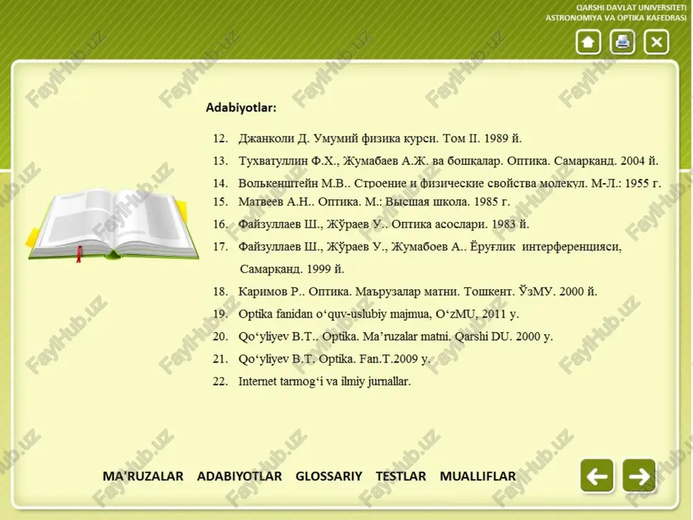 ma'ruzalar adabiyotlar glossariy testlar mualliflar - Page 3