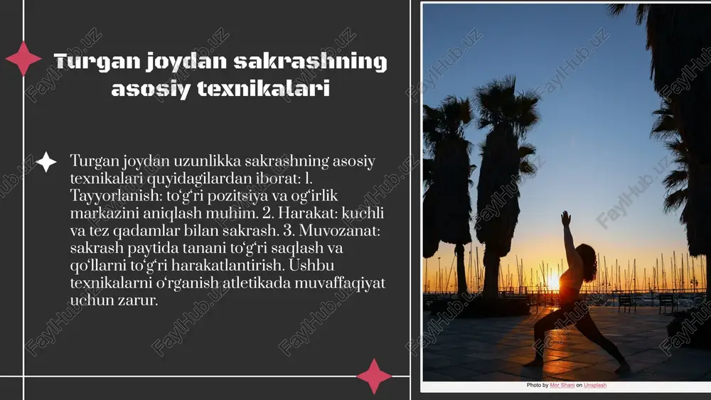 'tibor qaratiladi. har ikki usulda ham texnika va strategiya muhim rol o'ynaydi. yuzaki sakrashning afzalliklari va kamchiliklari afzalliklari: tezlik va moslashuvchanlik yuzaki sakrash tezlik va moslashuvchanlikni oshiradi. bu usul, sportchilarga tezkor harakatlar qilish va to'g'ri joylashishni o'rganishga yordam beradi. kamchiliklari: balandlik va masofa yuzaki sakrashning kamchiliklari, masofa va balandlikning cheklanganligi bilan bog'liq. bu, ba'zi hollarda, boshqa texnikalarga nisbatan kamroq samarali bo'lishi mumkin. qo'llaniladigan texnikalar yuzaki sakrashda ko'plab texnikalar mavjud. eng mashhur usullar orasida 'tugmachali' va 'boshqariladigan' sakrashlar mavjud, ular sportchilarga eng yaxshi natijalarga erishish imkonini beradi. mos keladigan sharoitlar yuzaki sakrash uchun eng yaxshi sharoitlar tekis va qattiq maydonlar, shuningdek, sportchilarning tezligi va kuchini oshirish uchun maxsus tayyorlangan joylar hisoblanadi. chuqur sakrashning afzalliklari va kamchiliklari afzalliklari: balandlik va masofa chuqur sakrash, sportchilar uchun yuqori balandlik va masofaga erishish imkonini beradi. bu usul, sakrash paytida kuch yaratishga yordam beradi va yuqori natijalar ko'rsatishga imkon beradi. kamchiliklari: ko'p kuch talab etadi chuqur …