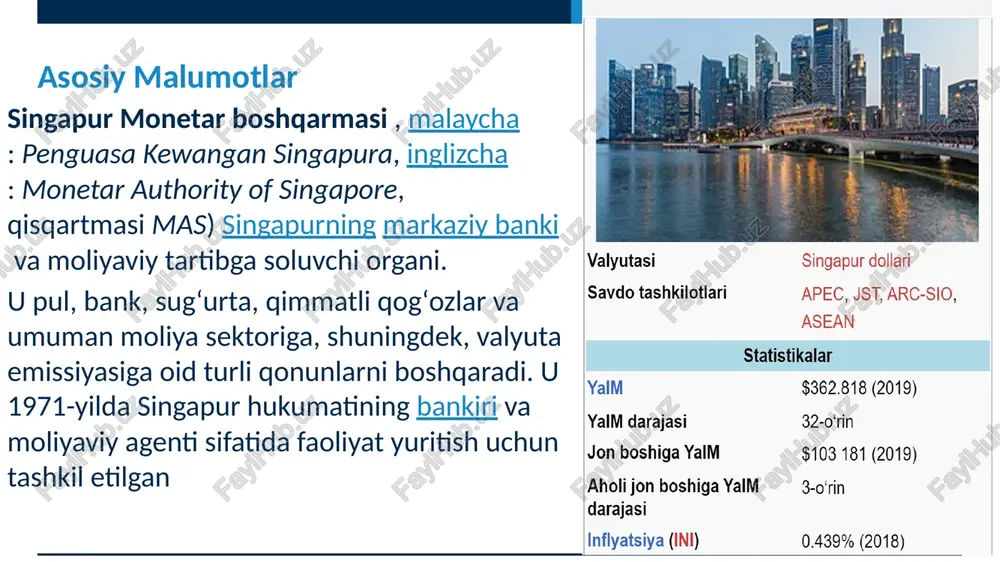 titsiya va tijorat banklarining to'liq to'plamidan foydalanishlari mumkin. bank of singapure singapur banki bosh qarorgohi singapurda joylashgan jeyson mu raisi yaniki direktori xodimlar soni 2300 dan ortiq asosiy ocbc banki veb-sayt www.bankofsingapore.com singapur banki ocbc bankining xususiy bank bo'limidir. ilgari ing asia private bank nomi bilan tanilgan, ocbc bank tomonidan 2009 yilda ing groupdan 1,46 milliard aqsh dollariga sotib olingan.2023-yil 31-mart holatiga ko‘ra, singapur bankining boshqaruv ostidagi aktivlari (aum) 124 milliard aqsh dollarini tashkil etdi. singapur banki osiyo, buyuk xitoy, hindiston yarimoroli va boshqa xalqaro bozorlardagi asosiy bozorlarida yuqori daromadli shaxslar va badavlat oilalarga xizmat ko'rsatadi. bosh qarorgohi singapurda joylashgan singapur banki gonkong va dubayda filiallariga ega, vakolatxonasi filippinning makati shahrida joylashgan. yevropada bankning yana bir bosh qarorgohi bor londonda ofisiga ega bos wealth management europe société anonyme (s.a.) orqali mijozlarga xizmat ko‘rsatadi. malayziyada u o'z mijozlariga bos wealth management malaysia berhad orqali xizmat ko'rsatadi. singapur banki moody's tomonidan aa1 …