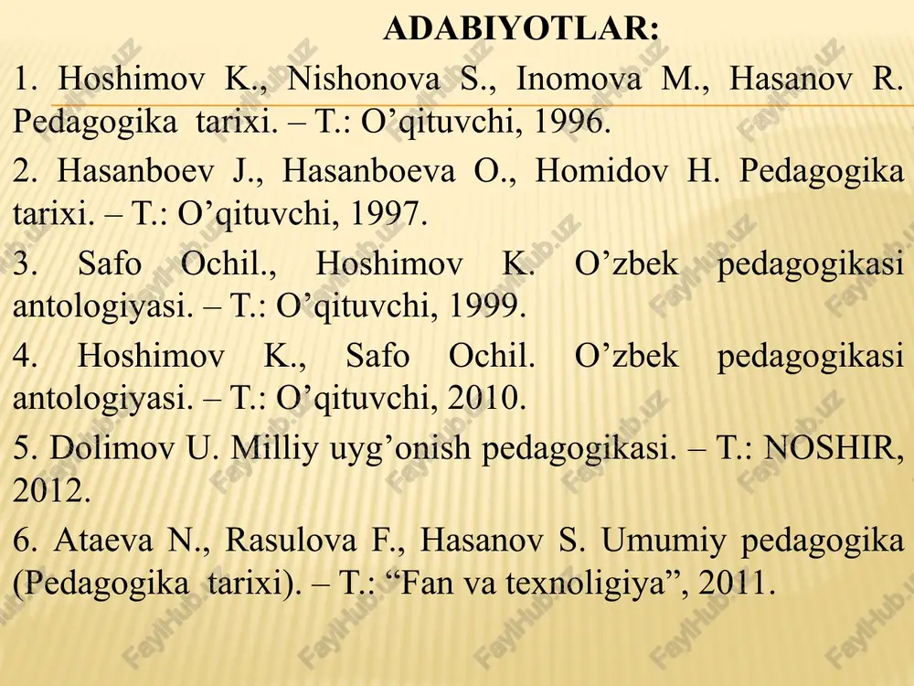 ham miqdor ko`rsatkichlari esa a`lo, yaxshi, qoniqarli va hakozo baholovchi fikrlar yordamida qayd etiladi. bahoni amalda egallagan bilim, ko`nikma va malakalar bilan davlat t`lim standartiga ko`ra o`zlashtirishi belgilangan bilim, ko`nikma va malakalar umumiy hajmi o`rtasidagi nisbat sifatida tushunishdan ta`lim darajasining miqdoriy mazmuni kelib chiqadi. o`zlashtirish (ta`lim samaradorligi) ko`rsatkichi b-at*100% nisbat asosida hisoblanadi.bunda: b-o`zlashtirish(t`alim samaradorligi ) bahosi; a-amalda o`zlashtirilgan bilim va malakalarning hajmi; t-o`zlashtirish uchun taklif etilgan bilim va malakalarning to`liq hajmi. ko`rinib turibdiki , o`zlashtirish ko`rsatkichi(baho) bu o`rinda 1005-axborotni to`liq ozlashtirishva 0%-unung umuman mavjud emasligi o`rtasida bo`ladi. o`qituvchi o`qitish bilan bir vaqtda o`quvchilarning o`rganilayotgan mavzuni qanday qilib idrok etishini, esda saqlashda harakat qilishini va uni amalda qo`llash malakalarini egallashini hisobga olib borishi kerak. oquvchilarning o`zlashtirish natijalarini hisobga olishda quyidagilarga e`tiborni qaratish lozim: 1) o`quv dasturi asosida mavzu va bo`limni o`rganishda o`quvchilarning bilim, ko`nikma va malakalarini har tomonlama nazorat qilish; 2) har bir yakunlangan mavzu bo`yicha o`quvchilarning faoliyati to`g`risida to`liq xulosa …