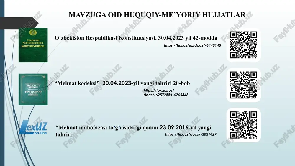 i. bu o‘qituvchilarga va ishchi-xodimlarga o‘quvchilarga xavfsizlik qoidalarini real vaziyatlarda qo‘llashni o‘rgatadi. o‘quv dasturlariga mehnat xavfsizligi va favqulodda vaziyatlarga tayyorgarlik bo‘yicha maxsus o‘quv darslarni kiritish. 2 kuzatuvlarda ba’zi maktablarda evakuatsiya rejalari bor, amaliy mashg‘ulotlar yetarlicha tashkil etilmaganligi yaponiya maktablarida xavfsizlik va mehnat muhofazasi bo‘yicha qat’iy qonuniy me’yorlar mavjud. barcha maktablar “xavfsiz taʼlim muassasasi” sifatida belgilangan va bu holat doimiy ravishda hukumat tomonidan nazorat qilinadi. har bir maktabda xavfsizlik bo‘yicha mas’ul komissiya va xavfsizlik rejalari ishlab chiqiladi. o‘qituvchilarni malakasini oshirish, xavfsizlik bo‘yicha doimiy trening va amalyotlar tizimini joriy etish. 3 joylardagi sanoqli maktablarda yong’in signalizatsiyasi, evakuatsiya tizimlari va video nazorat kabi texnologiyalar yetishmovchiligi sababli, favqulodda vaziyatlarda tezkor javob qaytarish imkoniyati kam ekanligi janubiy koreya maktablarida xavfsizlik va mehnat muhofazasini ta’minlash hukumat siyosatining muhim yo‘nalishlaridan biridir. ta’lim vazirligi barcha maktablarda xavfsizlik standartlari va ishchi tartiblarini ishlab chiqadi hamda doimiy ravishda monitoring qiladi. kuzatuv kameralar, avtomatlashtirilgan xavfsizlik tizimlari va favqulodda vaziyatlarni nazorat qilish …