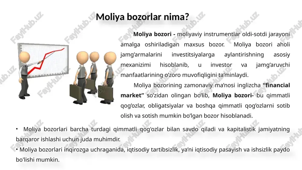 . forward shartnomalari asosiy aktivlarni kelajakda qimmat narxi sotib olmasligi uchun oldindan past narxni kafolotlab qo’yish asosiy aktivlarni kelajakda past narxi sotmasligi uchun oldindan yuqori narxni kafolotlab qo’yish forvard shartnoma - bu asosiy aktivni kelajakda kelishilgan ma’lum bir narxiga sotib olishga yoki sotishga rozi bo'lgan ikki tomon o'rtasidagi shartnoma xaridor sotuvchi fyuchers shartnomasi - bu ikki tomon o'rtasida tuzilgan shartnoma bo'lib, unda har ikki tomon ma'lum miqdordagi ma'lum bir aktivni va oldindan belgilangan narxda, kelajakdagi belgilangan aniq sanada oldi-sotdi qilish bitimi. futures shartnomasi seller opsion shartnomalar opsion shartnomalar ikki tomon o’rtasidagi sharnoma bo’lib, u uning egasiga qimmatli qog’ozlarni yoki tovarlarni bitimda qayt etilgan narxda belgilangan muddatda sotish yoki sotib olish huquqini beruvchi xujjat. put opsion call option call opsion atamasi investorga shartnoma tugashidan oldin qimmatli qog'ozni belgilangan narxda sotib olish huquqini beradigan moliyaviy shartnoma. qimmatbaho qog'ozlar opsioni qimmatli qog'ozni sotib olish majburiyati yuklamaydi; bu shunchaki egasiga uni sotib olish huquqini …