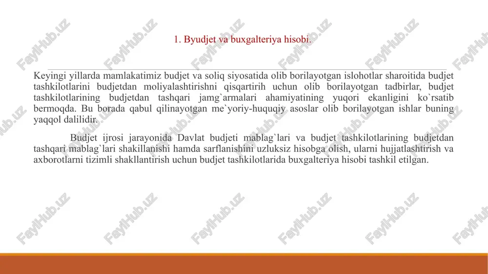 ndartlarini qabul qilish belgilandi. 3. davlat sektorida buxgalteriya hisobi xalqaro standartlari davlat sektorida buxgalteriya hisobi xalqaro standartlari xalqaro buxgalterlar uyushmasi tarkibidagi davlat sektorida buxgalteriya hisobi xalqaro standartlari kengashi tomonidan ishlab chiqiladi. davlat sektorida buxgalteriya hisobi xalqaro standartlari kengashi a’zolari xalqaro buxgalterlar uyushmasi tomonidan tayinlanadi. jami 18 a’zo bo’lib 15 tasi xalqaro buxgalterlar uyushmasi tomonidan, 3 tasi jamoatchilikdan tavsiya etiladi. kengashning jamoatchilik a’zolari xar qanday shaxsdan yoki tashkilotdan tavsiya etilishi mumkin. bundan tashqari davlat sektorida buxgalteriya hisobi xalqaro standartlari kengashiga cheklangan miqdorda davlat sektorida moliyaviy hisobotga manfatdor organlardan kuzatuvchilar tayinlanadi va ular yig’ilishda fikr bildirish xuquqiga ega lekin ovoz berish xuquqiga ega emas. davlat sektorida buxgalteriya hisobi xalqaro standartlari kengashi tomonidan maslaxat guruxi tashkil etiladi va ular ishchi gurux hisoblanib ovoz berish xuquqidan foydalanmaydi. maslaxat guruxi raxbari bo’lib kengash raisi hisoblanadi. davlat sektorida buxgalteriya hisobi xalqaro standartlari kengashi ishlab chiqadi: - hisoblash usulida qo’llaniladigan davlat sektorida moliyaviy hisobot xalqaro standartlari; - …