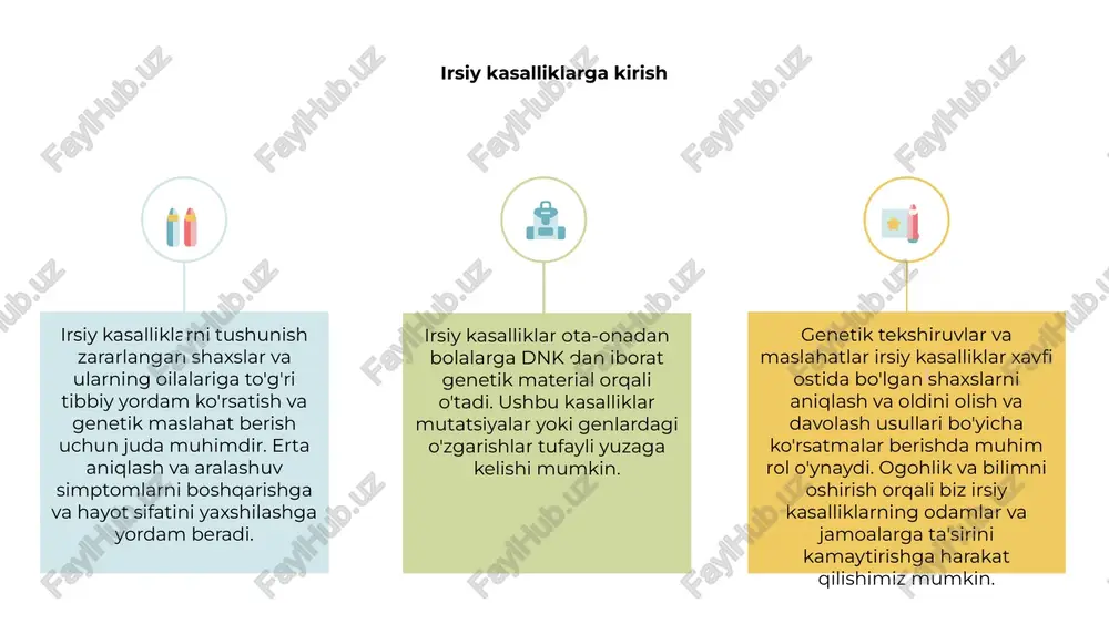 kasalliklar oilalarga chuqur ta'sir ko'rsatadi, ko'pincha hissiy tartibsizliklar va moliyaviy tanglikni keltirib chiqaradi. irsiy sharoitlar bilan shug'ullanadigan oilalar noaniqlik va kasallikni kelajak avlodlarga etkazish qo'rquviga duch kelishadi. irsiy kasalliklarning genetik komponenti oilalar uchun murakkab muammolarni keltirib chiqarishi mumkin, chunki ular davolash usullari va genetik testlarni tanlashadi. oiladagi vaziyat mavjudligini bilishning psixologik yukini engish juda qiyin bo'lishi mumkin. qo'llab-quvvatlash tizimlari va genetik maslahat oilalarga irsiy kasalliklar ta'sirini engishga yordam berishda hal qiluvchi rol o'ynaydi. oila a'zolarini xavf-xatarlar haqida o'rgatish va hissiy qo'llab-quvvatlash uchun resurslarni ta'minlash irsiy sharoitlar bilan bog'liq muammolarni hal qilishda muhim ahamiyatga ega. kasallik rivojlanishida genetikaning roli 1 2 3 2 irsiy kasalliklar ota-onadan avlodga o'tadigan genetik mutatsiyalar tufayli yuzaga keladi. ushbu mutatsiyalar turli tana tizimlariga ta'sir qilishi mumkin, bu esa kist fibroz va xantington kasalligi kabi kasalliklarga olib keladi. 1 genetika kasallikning rivojlanishida hal qiluvchi rol o'ynaydi, chunki ular odamning muayyan sharoitlarga moyilligini aniqlaydi. ushbu genetik omillarni tushunish …