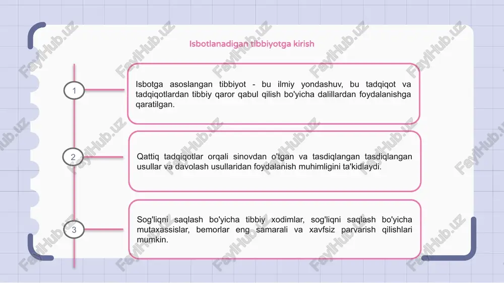 axloqiy dilemmada munozarali dalillarni yoki bemorni muvozanatlashda tavsiya etilgan davolash usullari bilan talqin qilishda yuzaga kelishi mumkin. shifokorlar ushbu murakkablikni yaxlitlik va shaffoflik, har doim bemorning farovonligining ustuvorliklarini boshdan kechirish. dalillarga asoslangan parvarishishda, sog'liqni saqlash provayderlari foyda, yomonlik, yomonlik, avtonomiya va adolat kabi axloqiy tamoyillarni himoya qilishlari kerak. ushbu qadriyatlarni qo'llab-quvvatlash bemorlar bemorlarga eng yangi dalillarga asoslangan xavfsiz, samarali va axloqiy davolash qarorlarini qabul qilishni ta'minlaydi. dalillarga asoslangan tibbiyot nima uchun muhim • sifatli tibbiy xizmat: ebm eng yaxshi klinik qarorlarni qabul qilish orqali bemorlarga sifatli tibbiy xizmat ko'rsatishni ta'minlaydi. • samarali davolash: ebm bemorlarga eng samarali va ishonchli davolash usullarini taklif qiladi. • noto'g'ri davolashni oldini olish: ebm, samarasi isbotlanmagan yoki zararli davolash usullarini ishlatishdan saqlanishga yordam beradi. isbotlanadigan tibbiyotdagi kelajak tendentsiyalari isbotga asoslangan tibbiyot tez rivojlanmoqda, kelajakdagi tendentsiyalar sog'liqni saqlash qarorlarini boshqarish uchun ilmiy dalillarga tayanib, ilmiy dalillarga tayanishga umid qilmoqda. ma'lumot va texnologiyalardagi yutuqlar ishonchli dalillar va …