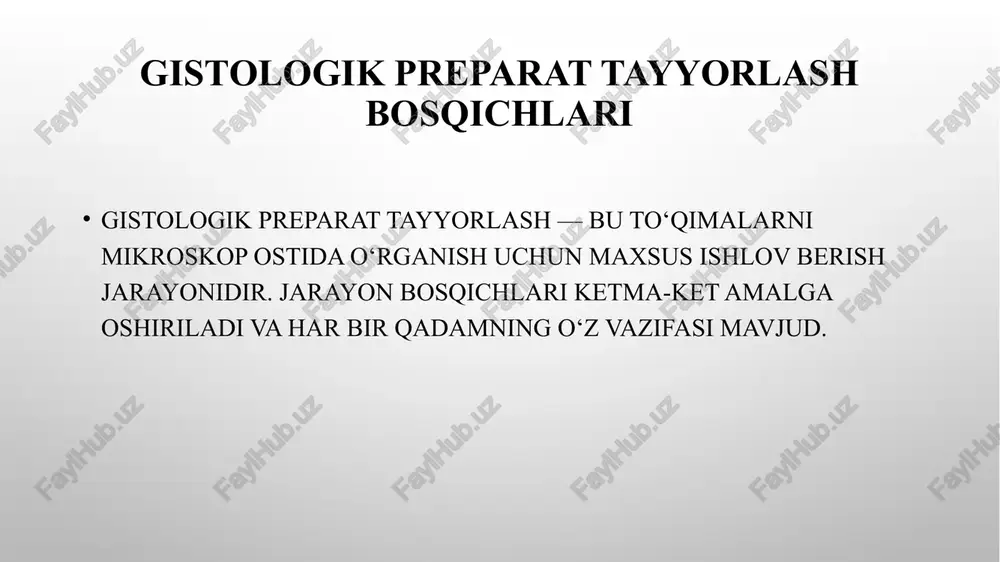 iy oksidlanishi kerak bo‘lsa). glacial acetic acid: 20 ml (ph nazorati). tayyorlash: alumni issiq distillangan suvda eriting, hematoxylinni spirtolda oldindan eritib (yoki to‘g‘ridan suv bilan) aralashtiring, kerak bo‘lsa sodium iodate bilan oksidlang, glacial acetic acid qo‘shing, sovushini kuting va filtrlang. mayer’s formulasi alcohol-free variant sifatida ham tavsiya etiladi va ko‘pincha progressiv (tuzilmalar nuclei) uchun ishlatiladi. etboringiz uchun raxmat image2.png image1.png /docprops/thumbnail.jpeg