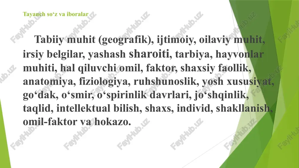 uning xulqida ijtimoiy va biologik omillarning kuchi doimo ham bir xil bo‘lavermaydi. chunki uning xulqiga munosabatlariga, aloqalariga, yoshi, bilimi, odatlari, tajribasi va nihoyat, vaziyat ham ta’sir etadi. masalan, bir xildagi ta’sirga turli bola turlicha munosabatda bo‘ladi, bu ayni paytda, bolaning ehtiyoji qandayligiga ham bog‘liq. berilib shaxmat uynayotgan bolaga endi bo‘ldi qilinglar degan ta’sir ularga ta’sir qilmasligi mumkin. shaxs rivojlanishiga ta’sir etuvchi omillar. pedagogika fani shaxsning kamolatiga etishning murakkab va ziddiyatli jarayon deb beradi. shaxsning kamolga etishishida nasl - irsiyat (biologik), ijtimoiy muhit ham, maqsadga muvofiq amalga oshiriladigan ta’lim-tarbiya va nihoyat o‘zining mustaqil faoliyati ham muhim ahamiyatga ega. irsiyat irsiyat deganda, bolaga ota-ona va umuman yaqin ajdodlardan ya’ni nasldan-naslga o‘tadigan biologik xususiyat va o‘xshashliklar tushuniladi. xvi asr falsafasida preformizm oqimi namoyondalarining fikricha, odam bolasi ona pushtidaligidayoq insonga xos barcha xususiyatlarga ega bo‘ladi, rivojlanishi esa shu xususiyatlarning miqdoriy ko‘payib borishidan iboratdir. xx asrda bixeviorizm nazariyasini aqsh pedagogi va ruhshunosi e.torndayk asos soldi.uning …