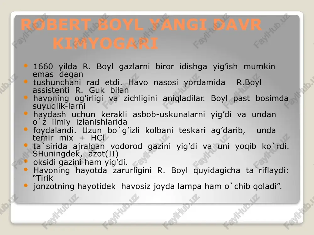 uchinchi tuproq” – uchuvchan modda, aniqrog’i uni simob hosilasi. . georg ernst shtal (1659-1734 yy.) yen universiteti bitiruvchisi, nemis kimyogari va shifokori, tibbiyot professori, 1687 yildan gertsog i.e. zaksen-veymarskiy va 1715 yildan pruss qiroli f. vil’gel’m i saroyi xos tabibi, 1716 yildan prussiya fa a`zosi, vittenberg universitetining tibbiyot va kimyo bo`yicha professori va flogiston nazariyasi (1703 yil) ning asoschisi. /docprops/thumbnail.jpeg