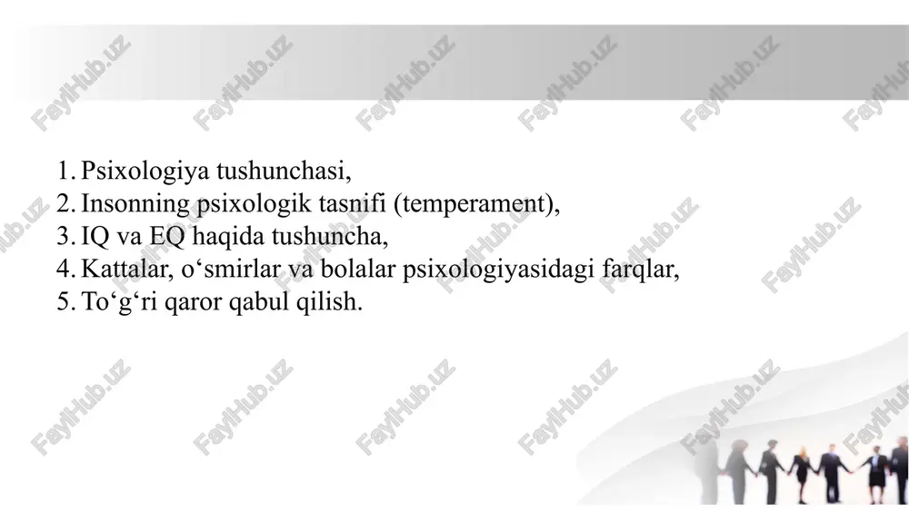 plar qo’rquv to’g’ri qaror qabul qilish bu mavzuni ko'tarishimizdan maqsad shundan iboratki, bizning hayotimizda shunday vaziyatlar bo'ladiki biz qabul qilgan qaror nafaqat bizni balki o'zga insonlarning ham hayotini o'zgartira oladi. maqsadi yo’q insonlar maqsadi bor insonlarga xizmat qiladi. (ahadqulil xolmuhammado’g’li) maqsadning aniqligi ota-onamiz bizni baxtli ko'rishni istashi. unutmang siz o'zingiz yoqtirmagan ishda yuksalishingiz qiyin! qarzdorlik hissi va stereotiplar hayotda shunday vaziyatlar bo'ladiki biz o'zimiz xohlagan qarorimizni qabul qila olmasligimizning yagona sababi bu yaqinlarimizning qaroriga qarshi chiqib ularni ranjitishdan qo'rqishimizdir. masalan, bizning ota-onamiz hayot yo'limizda bizga o'zlarining qimmatli maslahatlarini berishadi va bu juda muhim. lekin siz o'z fikrlaringiz bilan ham bo'lishib ko'ring, nimani xohlashingiz haqida suhbatlashing. chunki ota-onamiz bizni baxtli ko'rishni istashadi va sizga albatta quloq solishadi va maqsadingizga erishishingizda yordam berishadi. hech qachon oldingizdagi to'siqlardan cho'chimang! aksincha bu sizga yanada ko'proq kuch va g'ayrat bag'ishlashi kerak. mayli bir yil keyin, lekin siz istagan asl maqsadingizga erishing! qo’rquv turlari: tashqi va …