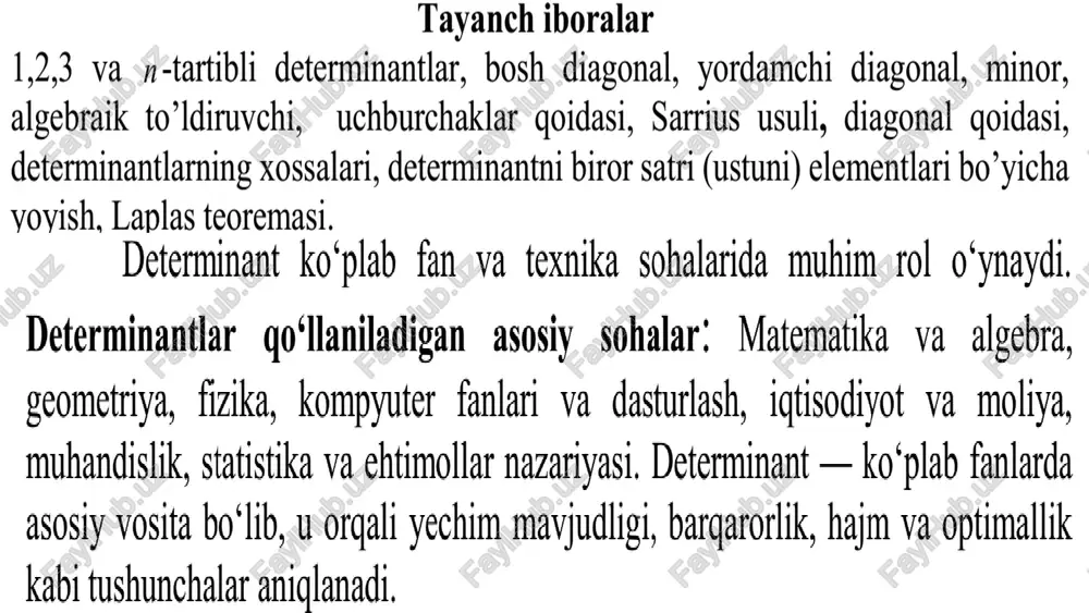 amaliy matematika ma’ruza. kvadrat matritsaning diterminanti.. - Page 3