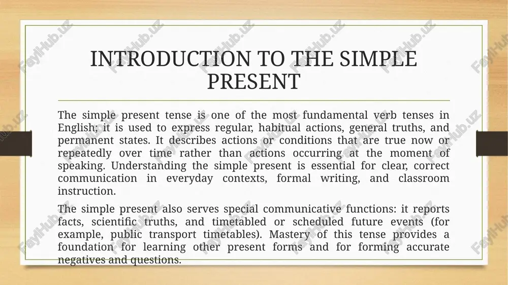 rfect. recognizing the context (habit, fact, schedule) guides correct tense selection. spelling rules and subject-verb agreement forming the third-person singular requires attention to spelling rules. for most verbs add -s (work → works). add -es to verbs ending in -o, -ch, -sh, -ss, -x, or -z (go → goes, watch → watches, fix → fixes). for verbs ending in a consonant + y, change y to -i and add -es (study → studies); if a vowel precedes the y, simply add -s (play → plays). irregular forms include have → has and do → does. subject-verb agreement is essential: singular third-person subjects (he, she, it, or singular nouns) require the -s/-es form, while i, you, we, they take the base verb. collective nouns and indefinite pronouns require attention to meaning for agreement (the team plays well vs. the team are arguing — variety depends on dialect and intended emphasis). consistent …