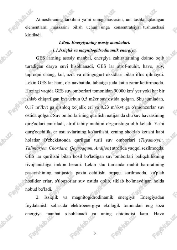 shlatiladigan ko'mirdan kul xosil qiladigan qismi ajratib olinadi. qolgan qismiga suv qo'shilib, o'ziga xos qorishma hosil qilinib, unga maxsus kimyoviy reagentlar qo'shiladi va keyin yoqilg'i sifatida ishlatiladi. bu jarayon natijasida ko'mirning 4-5 ming t qoldig'idan yuzlab gektar maydon, ko'mirni ho'llash uchun ishlatildigan 500-600 ming m3 iflos suv esa atrof muhitni buzadi. masalan ukrainada 1 t ko'mir olishda 0,15-0,75 t qoldiq, 1,5-12 m3 suv sarflanadi va ular iflos chiqindi sifatida atrof-muhitga tashlanadi. undan tashqari 1 t neft olish uchun 5 t ko'mir va 2-3 t toshko'mir ishlatiladi. o'zbekistonning angren va kuzbassning janubiy-abinsk ko'mir konlarida ko'mirni er ostida yoqib gazga aylantirish yo'li bilan 250 ming kvt kuchga ega bug' gaz qurilmalari qurilgan. bunday jarayonda ko'mir gazga aylanadi va gaz, bug' turbinalari yordamida elektroenergiya vujudga keladi. bunday elektrostansiyalarning kuchi 100 mvt ga teng bo'lib, juda kam suv sarflanadi, ko'mir qoldiqlari-shlak esa yo'l qurilishlarida ishlatiladi. ma'lumki, katta yoqilg'idan har yili 100 mln. t dan …
