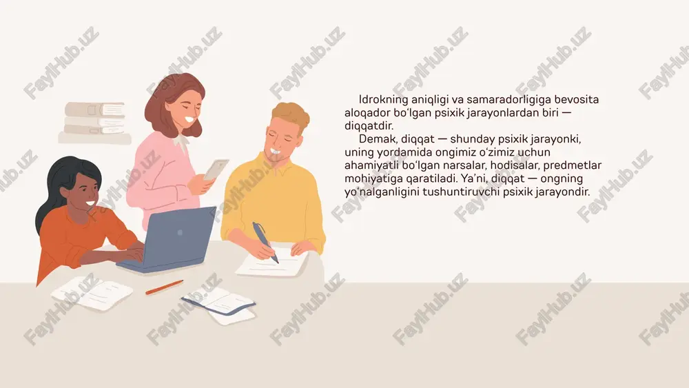 da uni albatta biror fondan ajratib olamiz. masalan, gul bozorida aynan qip-qizil atirgul sizga yoqib qolib, o‘shani xarid qilasiz, qolgan gullar fonday ongingiz aktiviga o‘tmaydi. shunday qilib, idrok - bu bilishimizning shunday shakliki, u borliqdagi ko‘plab, xilma-xil predmet va hodisalar orasida bizga ayni paytda kerak bo‘lgan ob’yektni xossa va xususiyatlari bilan yaxlit tarzda aks etishimizni ta’minlaydi. ya’ni, idrokning asosida narsa va hodisaning yaxlitlashgan obrazi yotadiki, bu obraz boshqalaridan farq qiladi. idrok o‘ziga nisbatan soddaroq bo‘lgan sezgi jarayonlaridan tashkil topadi. masalan, olmaning shaklini, xidini, mazasini, rangini sezamiz, ya’ni alohida - alohida xossalar ongimizda aks etadi. bu - sezgilarimizdir. sezgilar yaxlit tarzda idrok jarayonini ta’minlaydi. lekin olimlar idrokni sezgilarning oddiygina, mexanik tarzdagi birlashuvi, degan fikrga mutloq qarshilar. chunki idrok ongli, maqsadga qaratilgan murakkab jarayon bo‘lib, unda shaxsning u yoki bu ob’yektga shaxsiy munosabati va idrokdagi faolligi asosiy rol o‘ynaydi. masalan, buni isboti uchun ko‘pincha rubin figurasi tavsiya etiladi. unda ikkita qora profil …