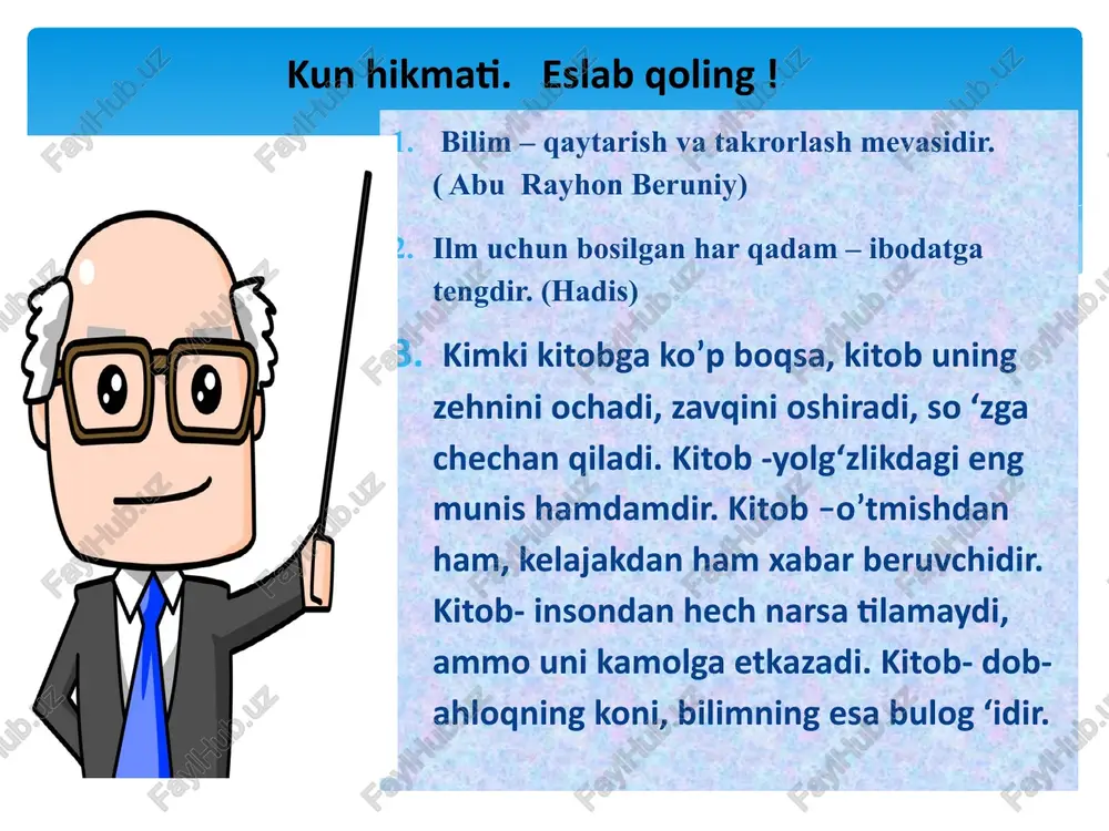 ementlarini, ya`ni hislar va boshlang`ich tuyg`ularni ajratish edi. analitik introspeksiya. e. titchener maktabida ishlab chiqilgan. bu hissiy tasvirni rag`batlantiruvchi parametrlarga kamaytirilmagan tarkibiy “elementlar”ga to`liq parchalash istagi bilan tavsiflanadi. tizimli introspektsiya. vyurtsburg maktabida ishlab chiqilgan. retrospektiv ma`ruza asosida fikrlash jarayonining asosiy bosqichlarini kuzatishga yo`naltirilganligi bilan tavsiflanadi. fenomenologik introspeksiya. gestalt psixologiyasida ishlab chiqilgan. u aqliy hodisalarni “sodda sub`ektlar”tomonidan zudlik va yaxlitlikda tasvirlashga yo`naltirilganligi bilan tavsiflanadi. o`zining kelib chiqishini “ichki idrok” da topadigan f. brentano tomonidan ishlab chiqilgan ushbu usul v. dilteyning tavsiflovchi psixologiyasida, so`ngra gumanistik psixologiya doirasida samarali qo`llanildi. o`z-o`zini tadqiq qilish. ramana maharshi tomonidan ishlab chiqilgan. uning manbai – ongni vf uning pokligini anglash uchun “men” tuyg`usini o`rganish bilan tavsiflanadi. muommo muommoning sabablari muommo yechimlari xulosa “muommo” texnologiyasi № tushunchalar mazmuni 1 2 3 4 5 6 tushunchalar taxili usuli nazorat savollari image2.jpeg image3.jpeg image4.png image5.png image6.png image7.jpeg image8.gif image9.png media1.wmv image10.png /docprops/thumbnail.jpeg