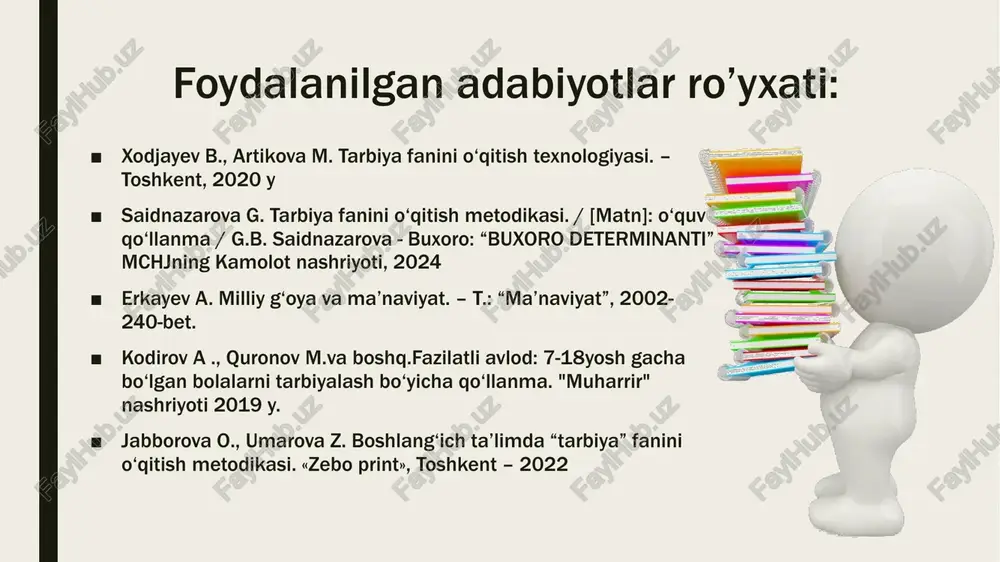 uyidagilardan iborat: to‘g‘ri qaror qabul qiladi; jismoniy va intellektual imkoniyatlarini rivojlantiradi; kommunikativlik, faollik, tashkilotchilik, tashabbuskorlik ko‘rsatadi; axborot va ekomadaniyatga ega bo‘ladi; sog‘lom turmush tarziga amal qiladi va targ‘ib qiladi; umuminsoniy va milliy madaniyatga rioya qiladi; faol fuqarolik pozitsiyasiga ega bo‘ladi. 9- sinf bitiruvchisiga qo‘yiladigan malaka talablari quyidagilardan iborat: maqsad qo‘ya oladi va uni amalga oshirishga harakat qiladi; mas’uliyat va majburiyatiga amal qiladi; hislarini anglaydi va nazorat qila oladi; mustaqil sog‘lom fikrga ega bo‘ladi; pul topish ko‘nikmalari shakllanadi; liderlik sifatlarini namoyon etadi; biznes va tadbirkorlik g‘oyalarini ilgari sura oladi; kreativ sifatlarini namoyon qiladi; to‘g‘ri qaror qabul qiladi; sog‘lom turmush tarziga rioya qiladi va uni targ‘ib qiladi; faol fuqarolik pozitsiyasiga ega bo‘ladi; axborotni tahlil qila oladi va axborot xavfsizligidan himoyalana oladi; bag‘rikenglikni namoyon qila oladi. 10-sinf bitiruvchisiga qo‘yiladigan malaka talablari quyidagilardan iborat: hislarini anglaydi va nazorat qila oladi; pul topish ko‘nikmalari shakllanadi; biznes va tadbirkorlik g‘oyalarini ilgari sura oladi; kreativ sifatlami namoyon …