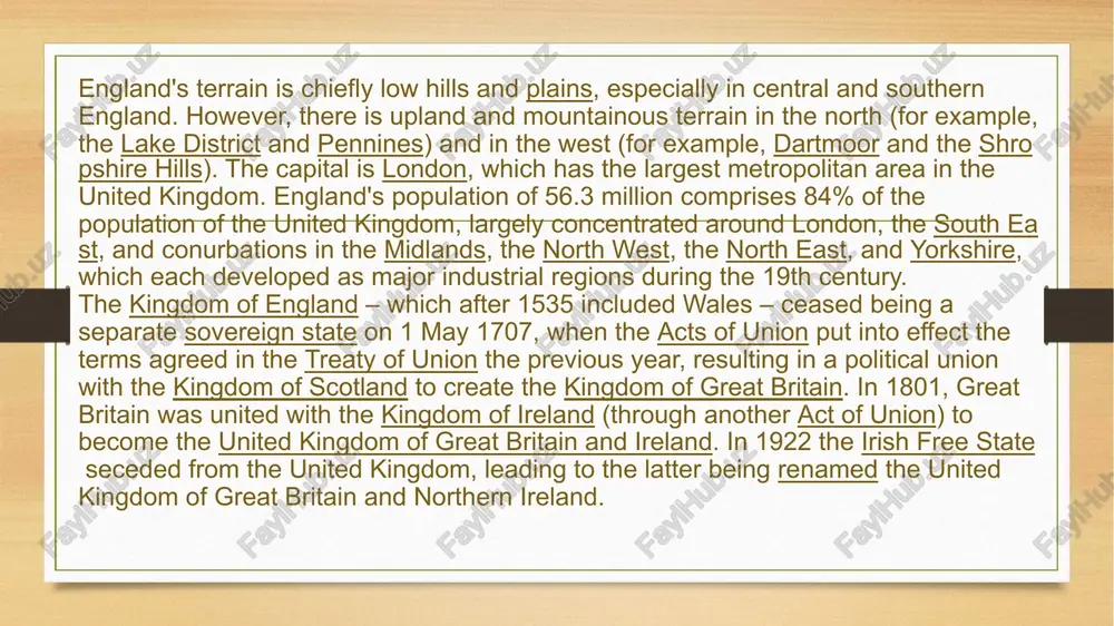 e poetic capacity, though its original meaning is the island of britain as a whole. the earliest known evidence of human presence in the area now known as england was that of homo antecessor, dating to approximately 780,000 years ago. the oldest proto-human bones discovered in england date from 500,000 years ago.] modern humans are known to have inhabited the area during the upper paleolithic period, though permanent settlements were only established within the last 6,000 years. after the last ice age only large mammals such as mammoths, bison and woolly rhinoceros remained. roughly 11,000 years ago, when the ice sheets began to recede, humans repopulated the area; genetic research suggests they came from the northern part of the iberian peninsula. the sea level was lower than the present day and britain was connected by land bridge to ireland and eurasia. as the seas rose, it was separated from ireland …