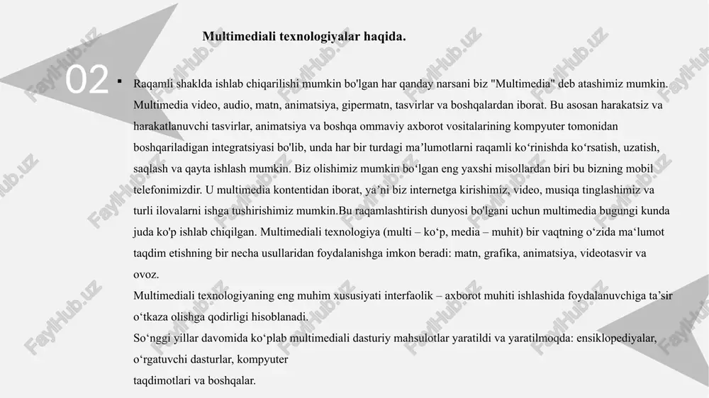 shirishda xizmat qiladi. multimedia texnologiyalari makro va mikroolam jarayonlarini modellashtirish va ularni tasavvur qilish, unutilmas daqiqalarni yozib olish, ko'ngilochar materiallarni tayyorlash imkonini beradi hamda insonlarning dam olishi va hordiq chiqarishga zamin yaratadi. foydalanilgan adabiyotlar. r.duda, p.hart, and d. stork. pattern classification. wiley, 2nd edition,2001.13, 14,15 tasos falas and hossein kashani. two-dimensional bar-code decoding with cameraequipped mobile phones. in pervasive computin gandommunications workshops, 2007. percom workshops’07. fifth annual ieee intern ational conference on, pages 597-600, march 2007. 5 r.a. fisher. the use of multiple measurements in taxonomic problems.:179- 188, 1936. 17 formiga, s.simske, and m. theilo. anassessment of data matrix barcode recognition underscaling, rotation, cylindrical warping, pages 266-267, 2011. j . gao , l.prakash, and r.jagatesan . understanding 2d-barcode technology and applications in m-commerce-design and implementation of a 2d barcode processing solution. ieee computer software and applications conference (compsac), 2007. r. gonzalez and r.woods. digital image processing. pearson education, inc., 3nd …