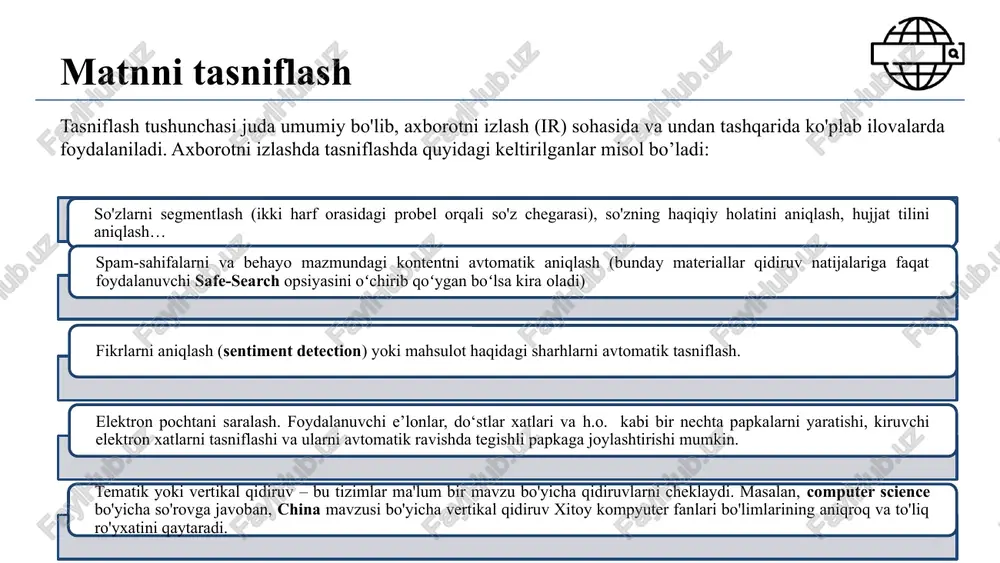 ostupleniya novix nablyudeniy ili svedeniy p(a) — apriornaya veroyatnost gipotezi a (smisl takoy terminologii sm. nije); p(a|b)— veroyatnost gipotezi a pri nastuplenii sobitiya b (aposteriornaya veroyatnost); p(b|a) — veroyatnost nastupleniya sobitiya b pri istinnosti gipotezi a; p(b) — polnaya veroyatnost nastupleniya sobitiya b. 7 naive bayes (naïve bayes) agar – sinflar va – ma’lumotlar deb belgilasak, u holda naive bayes formulasi: (3) gauss-naive bayes formulasi: (4) 8 togda tsel lyubogo algoritma mashinnogo obucheniya — nayti gipotezu, kotoraya bila bi naibolee veroyatnoy pri imeyushixsya dannix nas interesuet tolko sootnoshenie veroyatnostey, poetomu mi mojem vikinut iz etogo virajeniya p(d) (d ne zavisit ot h) i p(h) (budem schitat, chto vse gipotezi ravnoveroyatni; strogo govorya, eto ne vsegda tak, mi eshyo vernyomsya k etomu voprosu, no vo mnogix sluchayax eto spravedlivo). poluchaetsya, chto nam nado nayti takuyu gipotezu h, dlya kotoroy maksimalno p(d|h). govorya matematicheskim yazikom, mi doljni dlya kajdoy gipotezi vichislit eyo …