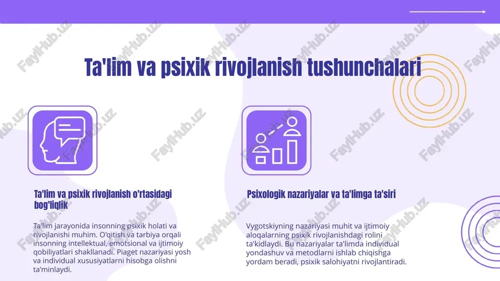 bog'liqlikni anglash muhim. psixologik nazariyalar va metodlar ta'lim jarayonini rivojlantiradi. mustaqil ta'limda psixologik strategiyalar muvaffaqiyatga yordam beradi. o'z-o'zini baholash, motivatsiya va to'siqlarni yengish muhim. kelajakda yangi metodlar va izlanishlar davom etishi zarur. bu bilimlar mustaqil ta'limni samarali qiladi. foydalanilgan adabiyotlar 1. islomova, m. a. ta'lim va psixik rivojlanish. o'zbekiston milliy universiteti nashriyoti, 2018. 2. qodirov, m. psixologiya va ta'lim. toshkent: fan va texnologiya nashriyoti, 2020. 3. yusufov, a. m. mustaqil ta'limda psixologik strategiyalar. o'zbekiston psixologlar assotsiatsiyasi jurnali, 2021. 4. rahimov, s. b. psixologik yondashuvlar va ta'lim metodlari. toshkent: ilmiy nashr, 2019. 5. karimov, d. t. psixologiya va ta'limda yangi yondashuvlar. o'zbekiston ta'lim va psixologiya universiteti maqolalari, 2022. e'tiboringiz uchun rahmat! image1.png image11.png image6.png image12.png image13.png image2.png image3.png image4.png image5.png image7.png image8.png image9.png image10.png image19.png