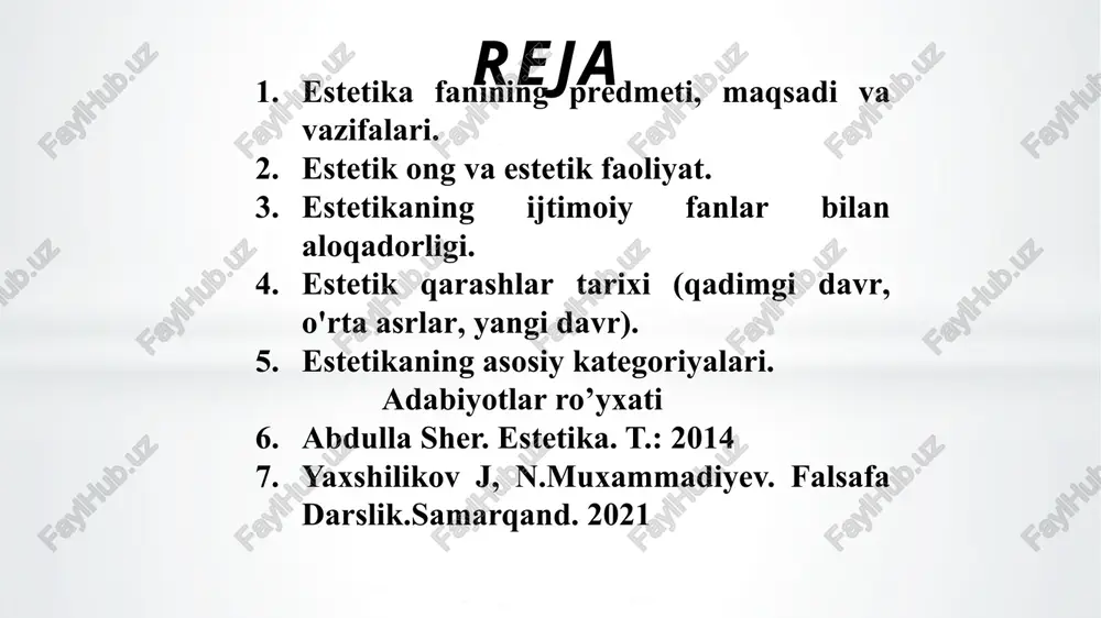lib, asl egasi - idrok etuvchiga yetib borgunigacha bo‘lgan va undan keyingi jarayonlarni tadqiq etadi hamda ulardan nazariy xulosalar chiqaradi. zero, «san’at falsafasi» iborasining siri ham ana shunda. nafosatshunoslik fanining falsafiy mohiyati nafosatshunoslik (estetika) - falsafiy fanlardan biri. falsafa esa, fanlarning podshosidir. darhaqiqat, u fanlar podshosi sifatida barcha tabiiy va ijtimoiy ilmlar erishgan yutuqlarni qamrab olib, ulardan umumiy xulosalar chiqarib, shular asosida insoniyatni haqiqat tomon yetaklaydi. shu bois, tafakkurni falsafaning predmeti deb atash maqsadga muvofiq. estetika esa, falsafiy fan sifatida barcha san’atshunoslik fanlari erishgan yutuqlardan umumiy xulosalar chiqarib, shu xulosalar asosida insonni go‘zallik orqali haqiqatga yetishtirishga xizmat qiladi. nafosatshunoslik fanining falsafiy mohiyati bundan tashqari, nafosatshunoslik (estetika) ishlab chiqqan qonun-qoidalar barcha san’atshunoslik fanlari uchun umumiylik xususiyatiga ega. masalan, uslub, marom (ritm), kompozitsiya va h.k. borasidagi qonuniyatlar barcha san’at turlariga taalluqli. hech bir alohida san’at turi haqidagi fan bunday imkon va imtiyozga ega emas. masalan, kinoshunoslik ishlab chiqqan montaj nazariyasini musiqa yoki …
