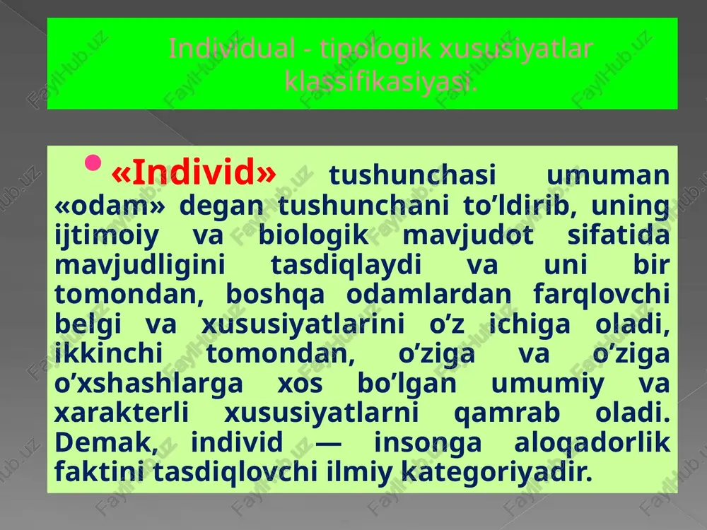 sovutib turishdan iboratdir. dam olamiz! tasavvur qiling: siz skameykaga o`tirdingiz va yoningizda o`zingizning shapkangiz ham bor edi. bir odam sizning yoningizga u joyga o`tirishni so`radi! sizning mazkur vaziyatga munosabatingiz??? 1 1-rasm dam olamiz! tasavvur qiling: siz skameykaga o`tirdingiz va yoningizda o`zingizning shapkangiz ham bor edi. bir odam sizning yoningizga u joyga o`tirishni so`radi! sizning mazkur vaziyatga munosabatingiz??? 2 2-rasm dam olamiz! tasavvur qiling: siz skameykaga o`tirdingiz va yoningizda o`zingizning shapkangiz ham bor edi. bir odam sizning yoningizga u joyga o`tirishni so`radi! sizning mazkur vaziyatga munosabatingiz??? 3 3-rasm dam olamiz! tasavvur qiling: siz skameykaga o`tirdingiz va yoningizda o`zingizning shapkangiz ham bor edi. bir odam sizning yoningizga u joyga o`tirishni so`radi! sizning mazkur vaziyatga munosabatingiz??? 4 4-rasm test natijalari agar … 1-rasmni tanlasangiz- siz sangviniksiz 2-rasmni tanlasangiz-melonxoliksiz 3-rasmni tanlasangiz-xoleriksiz 4-rasmni tanlasangiz-flegmatiksiz “xole” “safro, zahar” maʼnosini bildirib, kishining xarakatchanligini ifodalaydi. jahldor, qatʼiyatli, masʼuliyatli, harakatchan, ularning eʼtiborini jalb qilish mushkuldir. xolerik 1) sabrsiz, hovliqma; …