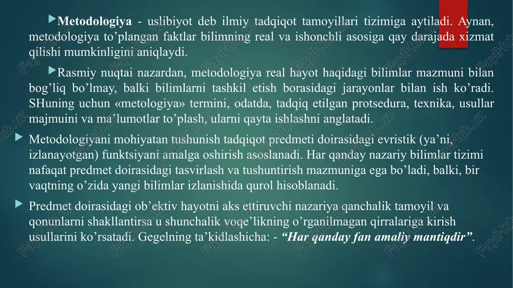 fon orqali so’rov loyhalashtirilgan usullar bevosita so’rov tadqiqot bosqichlari: iii. iii. ma’lumot to’plash tahrir va kodlashtirish aholi o’rtasida amaliy ish rasmiylashtirish h vvi.tahlil va sharhlar xulosalar statistik tahlil tavsiyalar ijtimoiy muammo ob’ekti, predmati, maqsad va vazifalar, ilmiy taxmin aniq belgilangan bo’lishi lozim. dasturda, asosan 2 ta katta bo’lim va xulosadan iborat bo’ladi: nazariy-metodologik bo’lim; amaliy-metodologik (protsedura-ish tartibi) bo’lim; xulosa bo’lim qismidan iborat. dastavval bu bo’limlarning har biri haqida qisqacha to’xtalamiz: dastur 1. nazariy-metodologik bo’lim 2. tadqiqotning umumiy printsipial rejasini tuzish va asosiy amaliy ish jarayonlari 3. 3. xulosa bo’limi muammoni qo’yish, ishlab chiqish i qo’yish, ishlab chiqish tadqiqot maqsadi va vazifalarini belgilash ttadqiqot ob’ekti va predmetini aniqlash predmetini aniqlash muammoni nazariy tahlil qilish va asosiy tushunchalarini ishlab chiqish chiqish tadqiqot to’plash metodi va texnikasini tanlash tanlangan metodlarni tuzish va asoslash dastlabki olingan bilim (ma’lumot) larni tahlil qilish usullarining tahlili va metodlarini aniqlash oligan bilimlarning gipotezasi bo’yicha analiz usullarini belgilash tadqiqot …