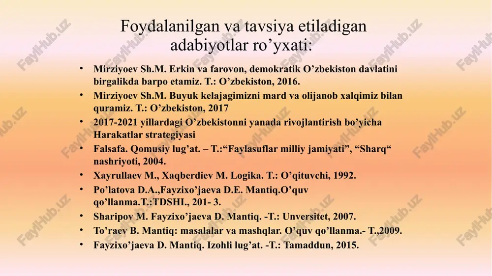 hokama yuritish jarayonida fikrlar (fikrlash elementlari) o'rtasidagi mavjud zaruriy aloqalardan iborat. formal mantiq qonunlari (yoki tafakkur qonulari) deyilganda fikrlashga xos muhim, zururiy bog'lanishlar tushuniladi. tafakkur qonunlari ob'ektiv voqelikning inson miyasida uzoq vaqt davomida aks etishi natijasida vujudga kelgan va shakllangan. mantiq qonunlari ayniyat qonuni uchinchi istisno qonuni nozidlik qonuni etarli asos qonuni 1. ayniyat qonuni ayniyat qonuniga ko'ra ma'lum bir predmet yoki hodisa xaqida aytilgan ayni bir fikr ayni bir muhokama doirasida ayni bir vaqtda o'z-o'ziga tengdir. «a-a dir» masalan: falsafiy nuqtai nazardan «sifat» tushunchasi, o'ziga xos mazmunga ega bo'lsa, biror hunarmand tomonidan bu tushuncha, boshqa mazmunda (yaroqli, foydali) qo'llaniladi. yoki fozil yo'ldosh o'g'lining quyidagi misralari misol bo'la oladi: qo'lingdan kelgancha chiqar yaxshi ot, yaxshilik qil bolam, yomonlikni ot, nasixatim yod qilib ol farzandim, yolgiz yursa chang chiqarmas yaxshi ot. 2. nozidlik qonuni nozidlik qonuni ayni bir predmet yoki hodisa xaqida aytilgan ikki o'zaro bir-birini istisno qiluvchi (qarama-qarshi yoki zid) …