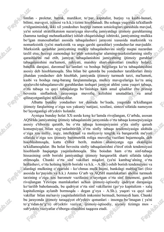 zgarmas qatlamlari haqidagi tushunchalarga asta-sekin barham berilib boriladi. tabaqa, qatlam, sinflarning jamiyatdagi an'anaviy farqlari uzoq yillar o‘tishi oqibatida, tobora yemirila boradi, sotsial guruhlar - stratalarning ijtimoiy guruhlanish tendensiyasi yuzaga kelaberadi va shakllana boradi, yangicha qatlam, sinflar tobora vujudga kelib, sinflar uyushqonligi paydo bo‘lib, o‘z navbatida jamiyatni boshqarish tizimlarini shakllantirish zaruriyati vujudga kelaboshlaydi va bu ehtiyoj ko‘p holatlarda siyosiy va jamiyatni sotsial boshqarishdan tez rivojlana borishi holatlari yuz bera boshlab yangicha shakllangan aholi qatlami - sinflar talabiga jamiyatni siyosiy boshqarish tizimi ko‘p holatlarda javob bera olmay qolish holatlari yuz bergan joylar - xudud, mamlakat-davlatlarda jamiyatni yangicha boshqarishga moslashaolmay turli xil sotsial portlashlarga olib keladi va olib kelgan. bunga jahonda ko‘plab misollar keltirish, sotsial o‘zgarishlar ijtimoiy-siyosiy boshqarish tizimlari o‘zgarganligi haqidagi voqyealarni, hatto hozirgi kunda ham (jumladan, qirg‘iziston, ukraina va boshqalar) mavjudligiga guvoh bo‘lmoqdamiz. moddiy sotsial yo‘nalishining ob'yekti bu ishlab chiqarish korxonalar, muassasalar, qishloq xo‘jaligi uning turli xil sohalari, sanoat ishlab chiqarishi uning …
