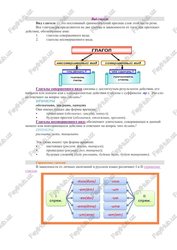 h. 1-e -u (-yu) -im slavlyu, nauchu slavim, nauchim 2-e -ish -ite slavish, nauchish slavite, nauchite 3-e -it -at (-yat) slavit, nauchit slavyat, nauchat glagoli «xotet» i «bejat» otnosyatsya k raznospryagaemim glagolam. chast lichnix form imeyut okonchanie pervogo spryajeniya, chast vtorogo: litso xotet bejat ed. chislo mn. chislo ed. chislo mn. chislo 1-e ya xochu mi xotim ya begu mi bejim 2-e ti xochesh vi xotite ti bejish vi bejite 3-e on xochet oni xotyat on bejit oni begut glagoli «est», «dat» imeyut osobie lichnie okonchaniya. pereydem k nepostoyannim priznakam glagola. naklonenie glagoli upotreblyayutsya v formax trex nakloneniy: 1. iz'yavitelnogo 1. povelitelnogo 1. uslovnogo iz'yavitelnoe naklonenie oboznachaet, chto deystvie rassmatrivaetsya kak realniy fakt. ono mojet proisxodit v nastoyashem, budushem ili proshedshem vremeni. glagoli nesovershennogo vida v iz'yavitelnom naklonenii imeyut formi vsex trex vremen: · stelet (nast.); · stelil (prosh.); · budet stelit (bud.) u glagolov sovershennogo vida sushestvuyut formi dvux …