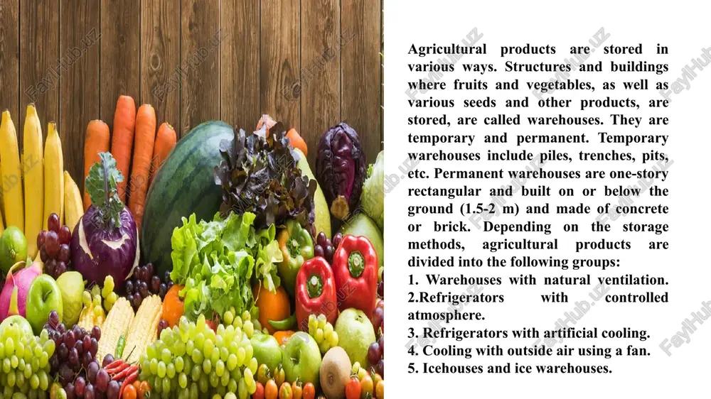 de larger, 3-3.5 m wide and 1.5 m high. root crops are stored much better in special warehouses. in such warehouses, they are stored in boxes and containers and stacked 1.5 m thick. 30-40 kg containers can also be used for storing cabbage. storing cabbage in perforated polyethylene bags also gives good results. tomatoes are stored in boxes in warehouses. in this case, the boxes are placed in two rows in width, eight to ten on top, and as long as desired. it is recommended to leave a 0.6-1.5 m aisle between the rows and a 5-10 cm gap between the boxes. the timing and quality of cucumber picking are of great importance in its storage. violation of the picking technology leads to its rapid loss of juiciness, shriveling and yellowing, and becoming inedible. the seeds and peel of overripe cucumbers become dense, and the flesh becomes rough. cucumbers should …