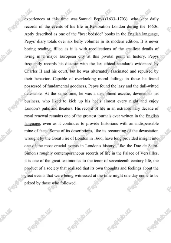 o followed. chapter i. the restoration literature released from prison under a general amnesty given by charles ii to religious dissenters in 1672, bunyan quickly became a popular preacher in bedford, where he was appointed pastor of the local non-conformist church. he was briefly imprisoned again in 1676 for six months, but in 1678 he published his pilgrim's progress, a work that became an immediate success. it was reprinted ten times in the decade following its first publication, and the work helped grant its author a national reputation. from this point forward he had many contacts throughout england, and he continued to be a successful author until his death in 1688. to modern readers, pilgrim's progress cannot but help to seem artificial and contrived, since allegory is a literary genre little used in contemporary times. yet for those who attempt to plumb the depths of bunyan's work, it can yield …