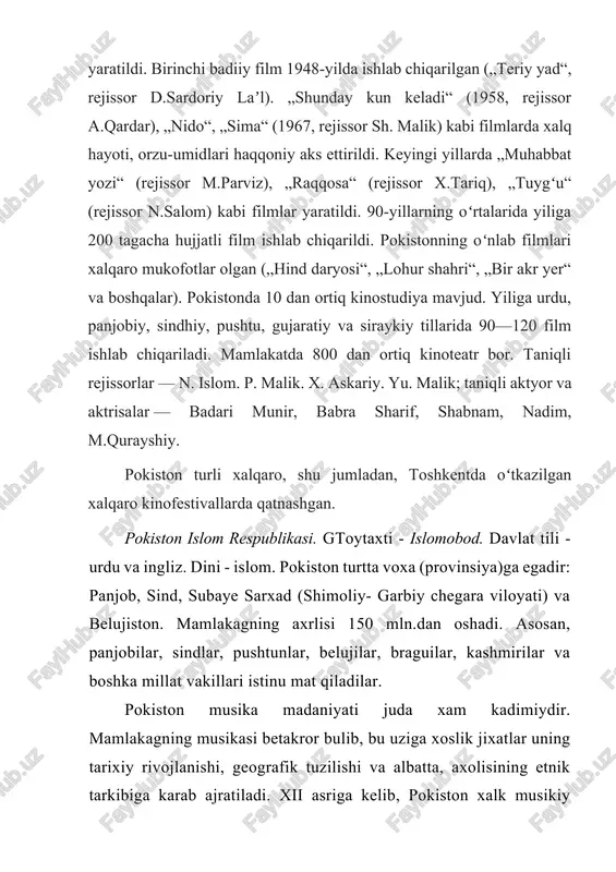 ixdtda shakllanadi va rivoj topadi. pokiston kasbiy musikasi uziga xosdir. kasbiy musikaning asoschilaridan biri sifatida pokistonda sind xalkining mashxur shoiri shox, abdul latif bxatai e’tirof etiladi. abdul satira (yoki pava) latif bxatai xvii-xviii asrda yashab ijod shgysimon cholgu etgan va sind musika maktabiga asos solgan. u bastakor sifatida uz xalkining milliy an’analari asosida bir kator kushiklar yaratadi. bu kushiklar xozirgi davrgacha uz saloxiyatini saklab kelmokda. pokiston mumtoz musika merosida keng tarkalgan bir kator janrlar axamiyatli xisoblanadi. bular — raga, kavvali, gazal, xayal, dxrupad va boshkalardir. gazal — x,indiston, pokiston, afgoniston va eron musika madaniyatlarida keng ommalashgan musiqiy janr. gazal xiv—xuasrlarda yashagan shark musikashunos olimi abdulkodir marogiyning yozishicha “navbat” deb atapuvchi murakkab kompozitsiyaning ikkinchi kismidir. bu atama a.navoiy, n.kavkabiy, n.chishtiylar asarlarida musikiy janr sifatida belgilangan. jumladan, alisher navoiyning “xolati paxlavon muxammad” asarida kuyidagi ma’lumotlarni uchratamiz62: “ul jumladin advor va musikiy ilmidurkim, chun laxjasi va xusni savti xub ekandur va usuli mazbut …