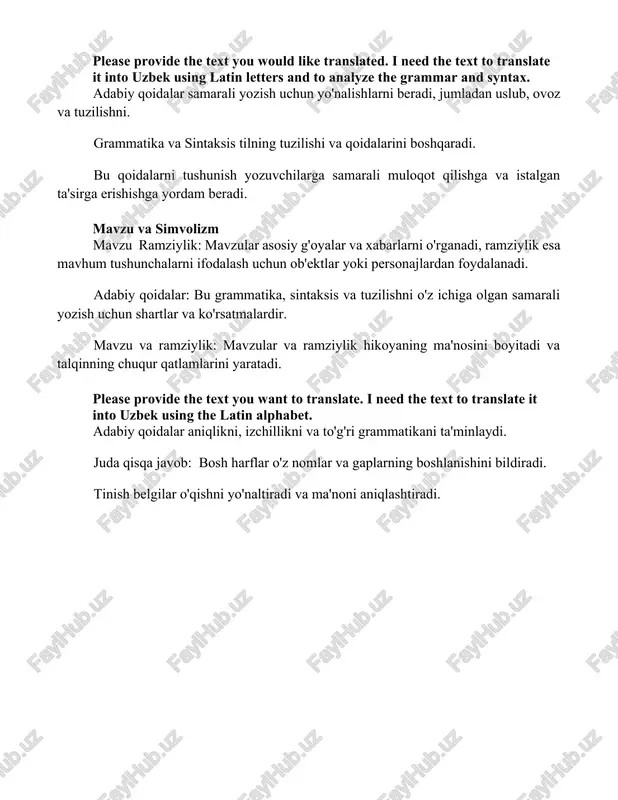 bosh harflar o'z nomlar va gaplarning boshlanishini bildiradi. tinish belgilar o'qishni yo'naltiradi va ma'noni aniqlashtiradi. xulosa adabiy qoidalar yo'l-yo'riq berish uchun, ammo oxir-oqibat buzilishi kerak. ular ijodkorlik uchun poydevor, qattiq qafas emas. qoidalarni qabul qiling, lekin tajriba qilishdan va o'zingizning ovozni topishdan qo'rqmang. foydalanilgan adabiyotlar "iltimos, "adabiy qoidalar" haqida nima izlayotganingizni aniqroq ayting