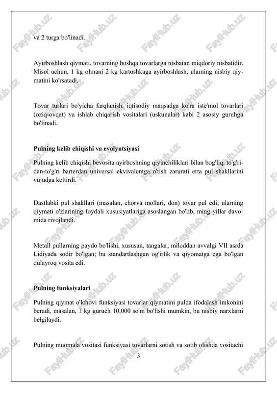 ominal yaimdan 5-10% tezroq o'ssa, bu talab inflyatsiyasini keltirib chiqaradi, bu esa narxlarning umumiy darajasini oshiradi. markaziy bank foiz stavkalarini oshirish orqali pul massasini 15-25%ga qisqartirishi, inflyatsiyani nazorat qilishning bir usuli hisoblanadi, ammo bu iqtisodiy o'sishni sekinlashtirishi mumkin. valyuta kurslari va ularning ta'siri valyuta kursi inflyatsiyaga bevosita ta'sir qiladi; misol uchun, milliy valyuta qadrsizlanishi import qilinadigan tovarlar narxini 10-15 foizga oshirishi mumkin. eksportga yo'naltirilgan mamlakatlarda valyuta kursining pasayishi raqobatbardoshlikni 5-7 foizga oshiradi, shu bilan eksport hajmining o'sishiga turtki beradi. markaziy bank valyuta kursini 2-3% lik foiz koridorida ushlab turish uchun valyuta intervensiyasini amalga oshirishi mumkin, bu esa barqarorlikni ta'minlaydi. tovar-pul munosabatlarini tartibga solish tovar-pul munosabatlarini tartibga solishda soliq siyosati muhim rol oʻynaydi, bunda qqs stavkalari va aktsizlar narxlarga taʼsir etib, isteʼmolni tartibga soladi hamda byudjet daromadlarini taʼminlaydi. davlat tovar-pul munosabatlarini tartibga solish uchun monopoliyalarga qarshi kurashadi, raqobat muhitini yaratadi va tadbirkorlikni qoʻllab-quvvatlash orqali bozorning sogʻlom rivojlanishiga hissa qoʻshadi. markaziy bank …