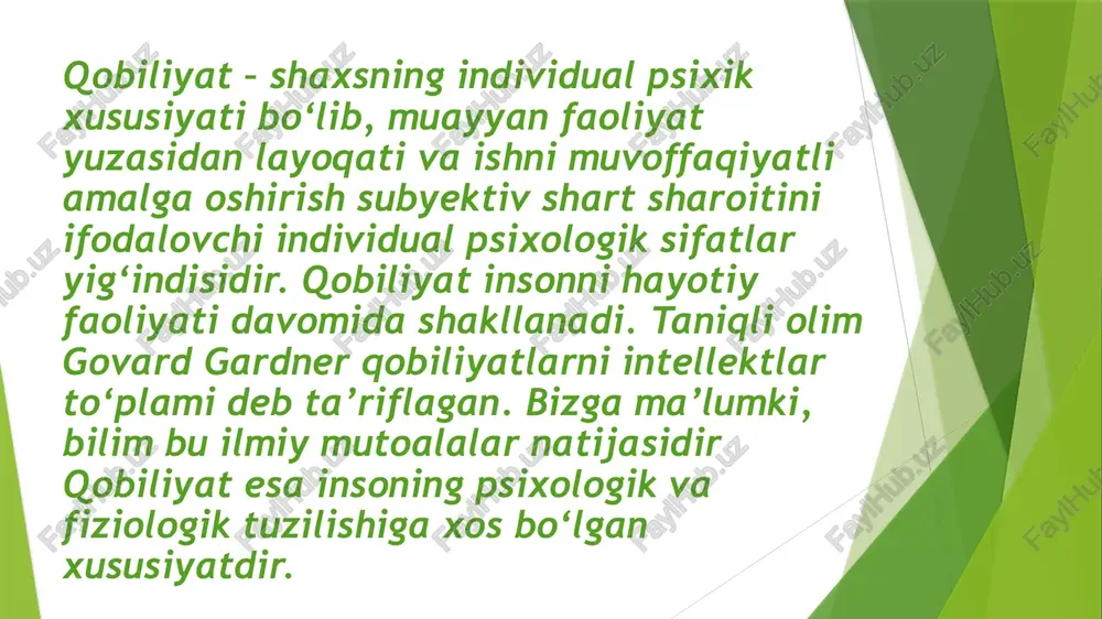 vchilar qo‘pollik qilmaydigan, qo‘rqitmaydigan, to‘g‘ri talab qo‘ya oladigan o‘qituvchini hurmat qiladilar. kelajakni ko‘ra bilish qobiliyati – o‘z harakatlarining oqibatlarini oldindan ko‘rishda, o‘quvchining kelgusida qanday odam bo‘lishi haqidagi tasavvur bilan bog‘liq bo‘lgan shaxsni tarbiyalab yetishtirishda, tarbiyalanuvchining qanday fazilatlarini taraqqiy etishini oldindan aytib bera olishda ifodalanadigan maxsus qobiliyat. kommunikativ qobiliyat – to‘g‘ri muomala qila bilish qobiliyati. bolalarga yaqinlasha olish, ular bilan pedagogik nuqtai nazardan juda samarali o‘zaro munosabat o‘rnata bilish pedagogik nazokatning mavjudligini bildiradi. foydalanilgan adabiyotlar. 1.azizxo‘jaeva n.n. zamonaviy pedagogik texnologiyalar toshkent dpu, 2002 – yil, 17 bet. 2. azizxo‘jaeva n.n. pedagogik texnologiyalar va pedagogik mahorat – toshkent 2002 – yil. 3. abdurahimova d.a. pedagogik mahorat. ma’ruzalar matni. toshkent-2018-yil, 187 bet. e’tiboringiz uchun rahmat 😊 image1.jpeg image2.jpeg image3.jpeg image4.jpeg image5.jpeg /docprops/thumbnail.jpeg