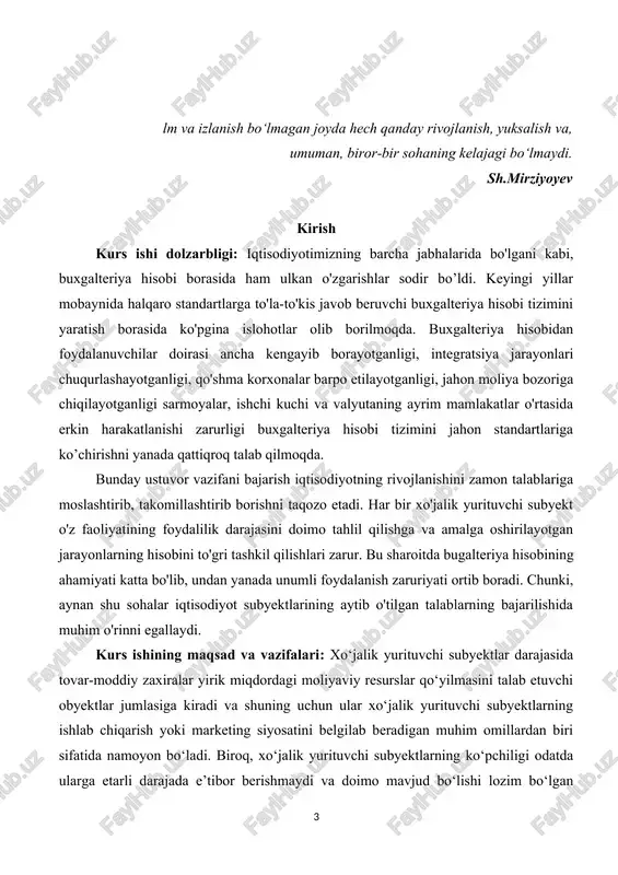 korxonada moliyaviy, iqtisodiy samaradorligiga uzviy bog’liqligi. 1.1. tovar-moddiy zahiralar haqida umumiy tushuncha va ularni korxonada moliyaviy, iqtisodiy samaradorligiga bog’liqligi. o‘zbekiston respublikasi moliya vazirining 2002 yil 14 noyabrdagi 132-sonli «o‘zbekiston respublikasi buxgalteriya hisobining milliy standarti (4-sonli bhms) «tovar-moddiy zaxiralari»ga qo‘shimchalar kiritish to‘g‘risida»gi buyrug‘i» (2002 yil 20 noyabr, ro‘yxat raqami 486-1 — me’yoriy hujjatlar axborotnomasi, 2002 y., 22-son). mazkur bhmsning maqsadi tashkiliy-huquqiy shaklidan qat’iy nazar yuridik shaxsga (bundan buyon matnda tashkilot deb yuritiladi) mulk huquqida tegishli bo‘lgan tovar-moddiy zaxiralarning buxgalteriya hisobi uslubiyati va moliyaviy hisobotda aks ettirilishini belgilash hisoblanadi. tovar-moddiy zaxiralar hisobining asosiy qoidalari bo‘lib quyidagilar hisoblanadi: tan olish paytini aniqlash, tasniflash, balans qiymatini baholash; tovar-moddiy zaxiralar tannarxiga kiritiladigan xarajatlarni aniqlash, kelgusi xarajatlarni, shu jumladan tovar-moddiy zaxiralar qiymatini xarajat sifatida tan olish; tovar-moddiy zaxiralar qiymatini realizatsiya qilishning sof qiymatiga qadar kamaytirish (baholash); ularning chiqib ketishidan moliyaviy natijalarni aniqlash hamda moliyaviy hisobotda ular bo‘yicha axborotni yoritib berish tartibi. tovar moddiy zahiralari korxonaning aylanma …