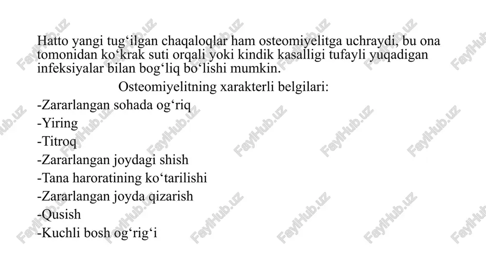 g‘lanishi tufayli boshlanadi, shu narsa yallig‘langan suyuqlik (ekssudat) to‘planib borishiga olib keladi.artritning sabablari quyidagilardan iborat bo‘lishi mumkin: -immun tizimining pasayishi -infeksiyalar -allergik reaksiyalar -kam harakatli hayot tarzi -o‘ta sovish -irsiy moyillik artritning xarakterli belgilari: -mushaklar atrofiyasi -bog’im yorig’i torayishi -bo‘g‘imlarning shikastlanishi -bo‘g‘imlardagi shish -bo’g’im uchlari destruktiv o’zgarishlar -ertalab bo‘g‘imlarning tortilishi -tungi vaqtda og‘riqning kuchayishi -eroziv o’zgarishlar qimmatli vaqtingiz va e’tiboringiz uchun rahmat. image1.jpeg image2.jpeg image3.png image4.jpeg image5.jpeg image6.jpeg image7.jpeg image8.jpeg image9.jpeg image10.jpeg image11.jpeg image12.png image13.jpeg image14.jpeg image15.jpeg image16.jpeg image17.jpeg image18.jpeg image19.png image20.jpeg image21.jpeg image22.jpeg image23.jpeg