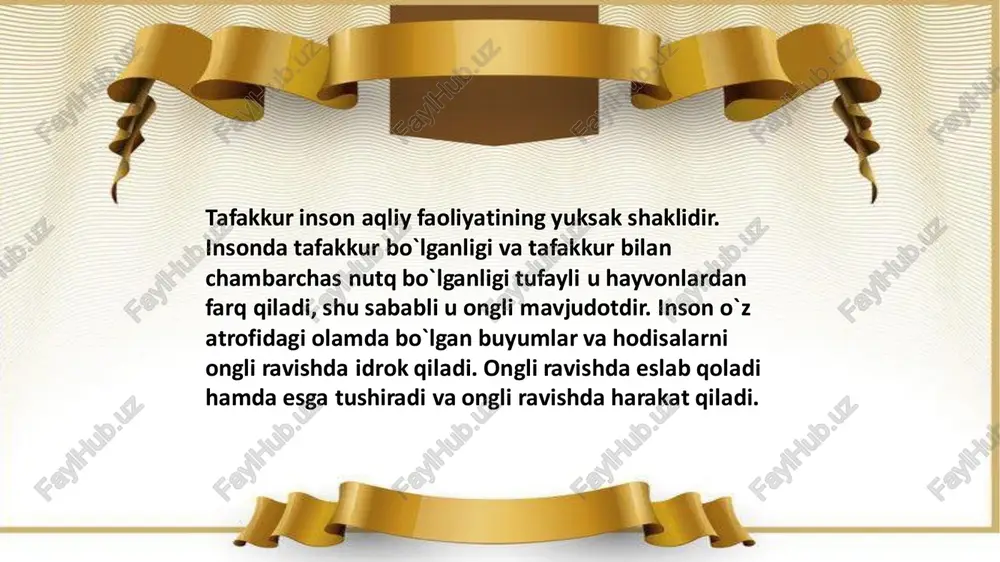 arga baho bera olishda ifodalanadi. 1. g‘oziev e.g. umumiy psixologiya. toshkent. 2002.1-2 kitob. 2. a.x.yugay, n.a.mirashirova “obshaya psixologiya” – tashkent 2014. 3. drujinina v.. “psixologiya “. uchebnik. “piter”, 2003. 4. bolotova a.k., makarova i.v. prikladnaya psixologiya: uchebnik dlya vuzov. –m., aspekt press, 2002. – 383s. foydalanilgan adabiyotlar slide 1 slide 2 slide 3 slide 4 slide 5 slide 6 slide 7 slide 8 slide 9 slide 10 slide 11 slide 12