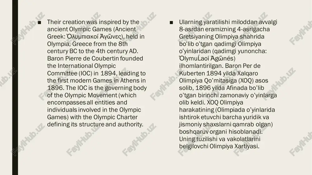 a o’yinlarida ishtirok etmaydigan sport turlari bo’yicha jahon o’yinlari. xoq, shuningdek, surdolimpiadalar va maxsus olimpiadalarni ham tasdiqlaydi. xoq turli iqtisodiy, siyosiy va texnologik yutuqlarga moslashishi kerak edi. sharqiy blok davlatlarining havaskorlar qoidalarini suiiste’mol qilishlari xoqni kuberten nazarda tutganidek, sof havaskorlikdan voz kechib, o’yinlarda ishtirok etuvchi professional sportchilarni qabul qilishga undadi. ommaviy axborot vositalarining ortib borayotgan ahamiyati korporativ homiylik va o’yinlarni umumiy tijoratlashtirish masalasini keltirib chiqardi. jahon urushlari 1916, 1940 va 1944 yillardagi olimpiadalarning bekor qilinishiga olib keldi; sovuq urush davridagi keng ko’lamli boykotlar 1980 va 1984 yilgi olimpiada o’yinlarida cheklangan ishtirok;[3] va 2020 yilgi olimpiya o’yinlari covid-19 pandemiyasi natijasida 2021 yilgacha qoldirildi. olimpiya oʻyinlari ■ the games have grown so much that nearly every nation is now represented; colonies and overseas territories are allowed to field their own teams. this growth has created numerous challenges and controversies, including boycotts, doping, bribery, and terrorism. every two years, the olympics and its …