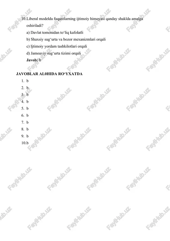 ijtimoiy ta’minotning liberal modeli test savollari - Page 3