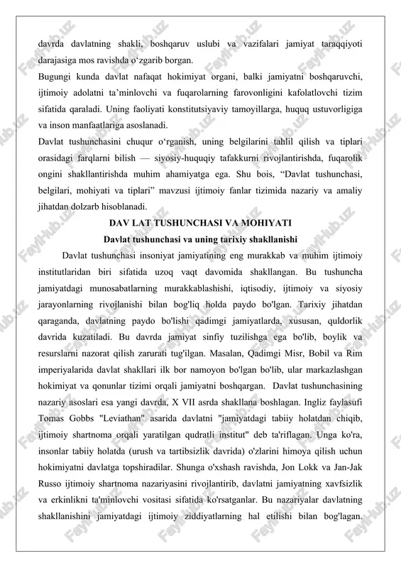 ukmron bo'lgan bo'lib, ular qirollik hokimiyati va manorsiy tizimiga asoslangan. bu davrda davlatning roli asosan yer va aholini boshqarish bilan cheklangan, ammo keyinchalik, sanoat inqilobi davrida (x viii-x ix asrlar) davlat markaziy hokimiyatga ega bo'lib, iqtisodiy rivojlanishni rag'batlantirishga o'tdi. masalan, angliya va fransiyada absolyut monarxiyalar davlatni kuchaytirgan, ammo inqiloblar (amerika va fransiya inqiloblari) orqali konstitutsiyaviy monarxiya va respublika shakllari paydo bo'lgan. xx asrda davlat tushunchasi yanada murakkablashdi. ikkinchi jahon urushi ortidan sotsialistik va kapitalistik davlatlar o'rtasidagi qarama-qarshilik davlatning ijtimoiy mohiyatini ta'kidlab, uning jamiyatdagi rolini o'zgartirdi. sotsialistik nazariyalar (karl marks va fridrix engels) davlatni "sinfiy zulm vositasi" deb baholagan bo'lib, uning yo'q bo'lishini bashorat qilganlar. kapitalistik mamlakatlarda esa davlat iqtisodiy regulyator va ijtimoiy himoyachi sifatida rivojlandi. bugungi kunda davlat tushunchasi globalizatsiya va raqamli texnologiyalar ta'sirida o'zgarib, transmilliy korporatsiyalar va xalqaro tashkilotlar bilan hamkorlikda faoliyat yuritmoqda. masalan, yevropa ittifoqi davlatlarning suverenitetini qisman birlashtirgan holda yangi integratsion shakllarni yaratgan. davlatning tarixiy shakllanishini tahlil …