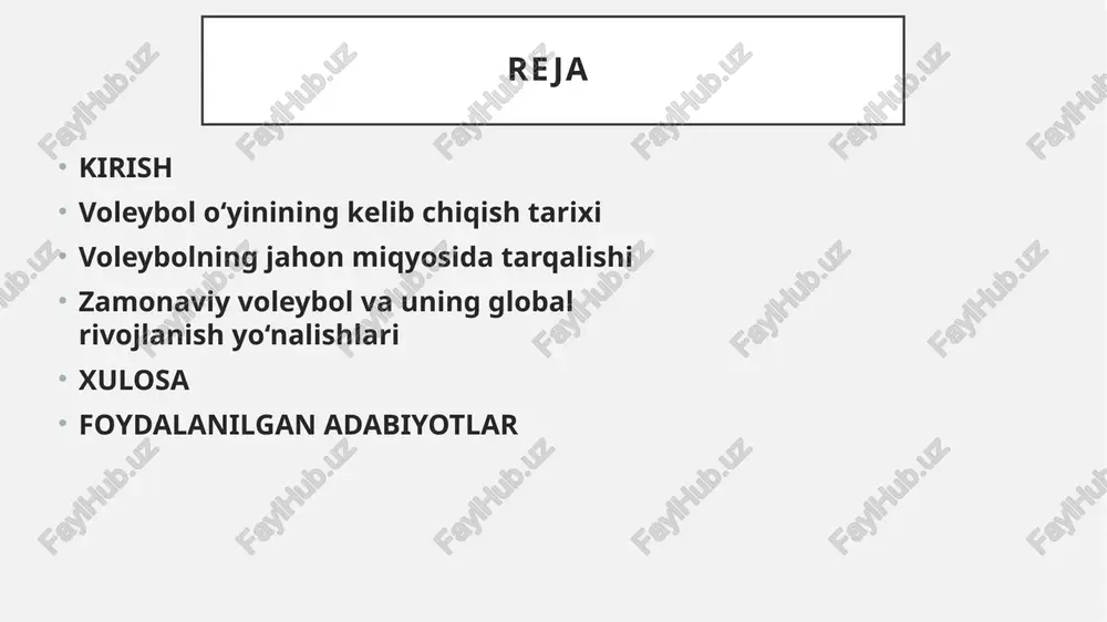 ensiyasida namoyish etildi. bu vaqtda o'yin nomi "volley ball" (ikki so'z) deb o'zgartirildi va maxsus to'p – engilroq va kichikroq – 1900-yilda ishlab chiqarildi. voleybolning yevropa, osiyo va lotin amerikasi mamlakatlarida rivojlanishi voleybolning yevropa, osiyo va lotin amerikasidagi rivojlanishi turli madaniy va ijtimoiy sharoitlarga moslashgan holda kechdi, bu esa sportning global xilma-xilligini ta'minladi. yevropada voleybol urushdan keyingi tiklanish davrida professional sportga aylandi, osiyoda esa kolonial merosdan mustaqil madaniy fenomen sifatida shakllandi, lotin amerikasida plyaj va ko'cha madaniyati bilan birlashdi.yevropada voleybolning rivojlanishi birinchi jahon urushidan keyin boshlandi. zamonaviy voleybol va uning global rivojlanish yo‘nalishlari voleybol sporti bugungi kunda jahon miqyosida eng ommabop va dinamik intizomlar qatoriga kiradi. uning rivojlanishi nafaqat texnik va taktik jihatlarda, balki ijtimoiy va madaniy ahamiyatda ham chuqur o‘zgarishlarga duch keldi. zamonaviy voleybolning global yo‘nalishlari sportning ommalashishi, professionalizatsiyasi va texnologik integratsiyasini o‘z ichiga oladi. bu jarayonlar voleybolni nafaqat musobaqa maydoni, balki global hamkorlik va shaxsiy rivojlanish vositasi sifatida …