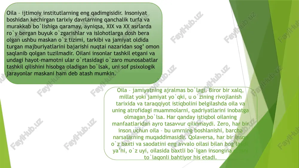 inan uch ming yillar avval paydo bo`lgan. o`z mohiyatiga ko`ra bu – patriarxal oilaning bir ko`rinishi hisoblanib, yaqin yillardan buyon oilaning bu shakli ayollar va ayollarning teng huquqliligi, bolalar tarbiyasidagi muayyan erkinlik, ona va bolaning oila hayotidagi nufuzi ortishi shaklida rivojlanib kelmoqda. lekin biz oila va nikoh tushunchalarining allomalar va taniqli olimlar izlanishlarida qanday ifoda etilganiga e’tiborni qaratamiz. ana shunday nikoh tarixiga qiziqqan olimlardan biri qadimgi grek faylasufi platon bo`lgan. uning fikricha, barcha zamon va makonlarda patriarxal oila ijtimoiy munosabatlarning, jamiyat hayotining asosi bo`ladi, davlat esa ana shu kabi oilalarning birlashuvidan paydo bo`lgan. 1 lekin platonning o`zi o`z qarashlarini oxirigacha himoya qilib, fikrlarini yakunlay olmadi. “ideal davlat” 2 deb nomlangan loyihasida u jamiyatda hamjihatlikni ta’minlash uchun ayollar, bolalar birlashmalari va sarmoyalarning umumiyligiga erishish lozim, degan fikrni ilgari surdi. lekin ayni shu oxirgi fikr aslida yangi emas edi. qadimgi grek tarixchi olimi geradot o`zining mashhur “tarixlar” deb nomlangan asarida ayollar birlashmalari …
