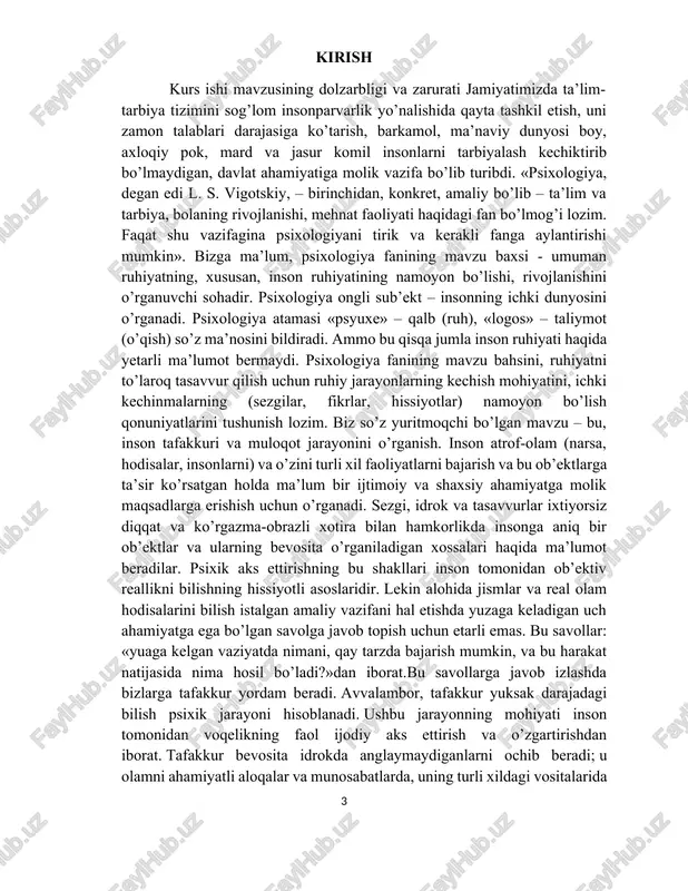 ’zbek olimi professor e.g’oziyevning tafakkur boyicha nazariy asoslari tadqiqotning metodologik asosi bo’lib xizmat qiladi. kurs ishining maqsadi. xotira va diqqat psixologik o’rganishni maqsad qilib qo’ydik. maqsadni amalga oshirish uchun oldimizga quyidagi vazifalarni qo’ydik:1. xotira va diqqat bo’yicha olib borilgan tadqiqotlarni tahlil etish. 2xotira va diqqatning rivojlantirishni nazariy jihatdan asoslash. 3. xotira va diqqat borasida olimlarning ilmiy tadqiqot ishlari kurs ishining ilmiy yangiligi. olimlarning xotiraga oid ilmiy tadqiqotlarini kurs ishi darajasida o’rganilishi tadqiqotning ilmiy yangiligi. kurs ishining predmeti.xotiraning motor nazariyasi .olimlarning ilmiy tadqiqotlari kurs ishining nazariy ahamiyati. xotira va diqqatning ilmiy tadqiqotlarini ilmiy-nazariy asoslanishi orqali umumiy psixologiya , psixologiya , yosh davrlar psixologiyasi , eksperimental psixologiya kabi fanlarni ilmiy boyishiga xizmat qiladi . kurs ishining amaliy ahamiyati. xotira va diqqatni rivojlanishini o’ziga xos xususiyatlari borasida olingan ma’lumotlarni tarbiyachilar, psixologlar, ota-onalar faoliyatida qo’llanishi mumkin. kurs ishining tuzulishi. kurs ishi kirish qism, ikki bob, oltita paragraf , xulosa, tavsiya taklif hamda foydalanilgan adabiyotlar …