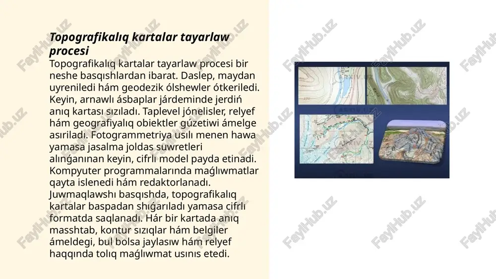 p, 5 ml den 2000 ml ge shekem bolıwı múmkin. bul ıdıslar suyıqlıqlardı anıq ólshew ushın anıq graduslanǵan shkalaǵa iye. olar ximiya, biologiya, farmacevtika hám basqa ilimiy tarawlarda keń qollanıladı. menzurkalar járdeminde reaktivler yamasa eritpeler tayarlanadı, eksperimentlar ótkeriledi hám tekseriledi. suyıqlıqlardı tuwrı ólshew ilimiy processlerdiń anıq hám isenimli bolıwın támiyinleydi. sonıń menen birge, menzurkalar termal sabırlılıq qásiyetlerine iye bolıp, olardan túrli temperaturalarda paydalanıw imkaniyatın beredi. menzurkalardı saqlaw hám tazalaw olardıń natiyjeliligin uzaq múddet saqlawǵa járdem beredi. ... t.me/slaydai_bot balans hám relef qásiyetleri úyreniwde zárúrli rol oynaydı. ulıwma alǵanda, balans jer maydanınıń gorizontal hám vertikal jaǵdayın ańlatadı. relef bolsa jer júziniń tegis emes formaların, yaǵnıy tawlar, tegislikler hám oypatlar sıyaqlı sırtqı kórinislerdi xarakteristikalaydı. jer sharınıń ulıwma relefi eń kóp tawlar hám platolar zonaları menen oralǵan bolıp, olar ulıwma jer maydanınıń shama menen 40 payızın quraydı. qalǵan 60 payızın bolsa tegislikler iyeleydi. relefning qáliplesiwi processleri arasında tektonik háreketler, erroziya, shógindi processler hám …
