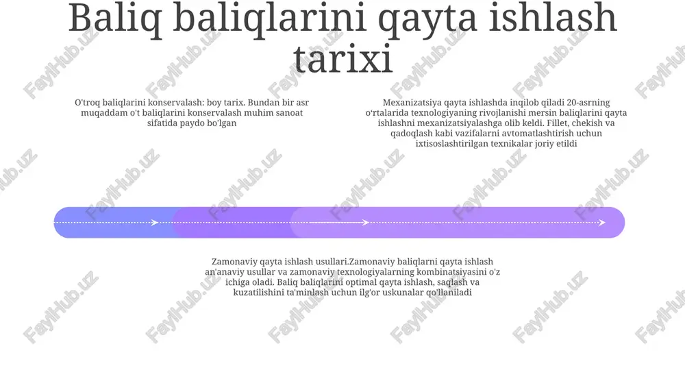 ish, ularni to'g'rilash va ishlov berish uchun markazlashtirishni o'z ichiga oladi. mashinada tayyorlash: ish qismlarini ishlov berish uchun tayyorlashni avtomatlashtiradigan mexanizatsiyalashgan jarayon. bu samaradorlikni oshiradi, mehnat xarajatlarini kamaytiradi va yuqori aniqlik va izchillikni ta'minlaydi. fileto va biftek tayyorlash steaking - baliqni odatda 1-2 dyuym qalinlikdagi qalin, kesma bo'laklarga bo'lish. - o'tkir pichoq yoki maxsus baliq bifshteksi to'sar yordamida amalga oshiriladi. . fileto qilish- baliqdan teri va suyaklarni olib tashlash, faqat go'shtini qoldirish.- odatda o'tkir pichoq bilan amalga oshiriladi va mahorat va amaliyotni talab qiladi.- turli usullar bilan pishirilishi mumkin bo'lgan suyaksiz, terisiz filetalar beradi. baliq filetosi va biftek pishirish mashinasi - fileto yoki biftek qilish jarayonini amalga oshiradigan avtomatlashtirilgan mashina.- suyaklar va terini olib tashlash yoki baliqni bifshteksga kesish uchun o'tkir pichoqlar va maxsus mexanizmlardan foydalanadi chekish va quritish ta'mni maksimal darajada oshirish: chekish va quritish usullari. go'shtlaringizni chekish yoki quritish orqali ularning ta'mini yaxshilang. ushbu usullar go'shtni saqlab qoladi …