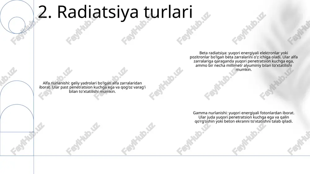 zatiladi. 6. stefan-boltzman qonuni plank qonuni: qora jism chiqaradigan elektromagnit nurlanish spektrida energiyaning taqsimlanishini tushuntirib, ma'lum to'lqin uzunligidagi nurlanish intensivligi to'lqin uzunligining beshinchi darajasiga proportsional ekanligini ta'kidlaydi. gazlarning nurlanishi: elektr toki yoki boshqa qoʻzgʻalish shakli taʼsirida gazlar tomonidan yorugʻlik chiqishi, natijada toʻlqin uzunliklarining xarakterli spektri hosil boʻlishiga ishora qiladi. gazlarning nurlanish toʻgʻrisidagi qonunlari: gazlarning hajmi, bosimi va harorati boʻyicha harakatlarini tavsiflovchi qonunlar toʻplami, jumladan, boyl qonuni, charlz qonuni va gazning oʻzgarishini bashorat qilish imkonini beruvchi ideal gaz qonuni. turli sharoitlarda xossalari. 7. plank qonuni radiatsiyaning kvant nazariyasi- 1900-yilda maks plank tomonidan ishlab chiqilgan, u qora jism nurlanishini tushuntiradi.- energiya kvantlari yoki fotonlar tushunchasini kiritadi.- yorug'lik va energiya haqidagi tushunchamizda inqilob qildi. gazlarning nurlanishi- gazlar tomonidan yorug'lik chiqarishga ishora qiladi.- gaz atomlaridagi elektronlarning qo'zg'alishidan kelib chiqadi.- elektronlarning energiya darajasidagi o'tishlariga bog'liq. x-ray kristallografiyasi- x-nurlari yordamida kristall tuzilmalarni tahlil qiladi.- kristallardagi atomlar va molekulalarning joylashishini ochib beradi.- kristallografiya, dori-darmonlarni loyihalash va materialshunoslikda …